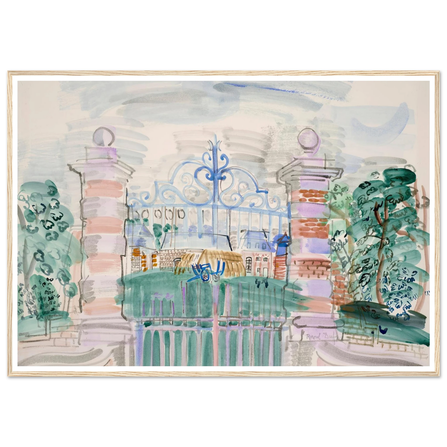 La ferme Louis XIII (1927) Art Print | Raoul Dufy - Framed Poster - 30x40 cm / 12x16″ - Black frame