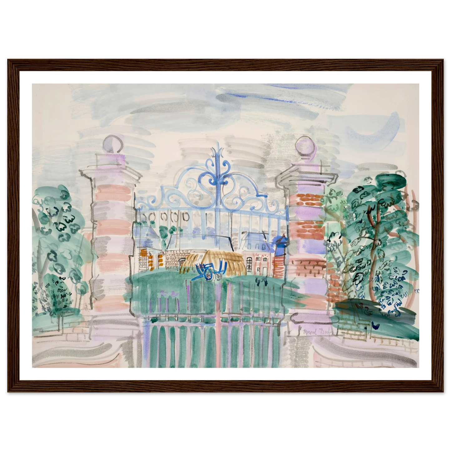 La ferme Louis XIII (1927) Art Print | Raoul Dufy - Framed Poster - 30x40 cm / 12x16″ - Black frame