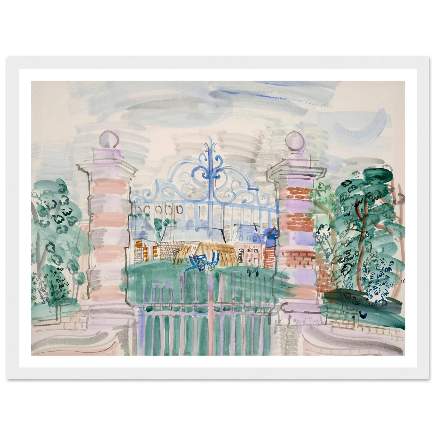 La ferme Louis XIII (1927) Art Print | Raoul Dufy - Framed Poster - 30x40 cm / 12x16″ - Black frame