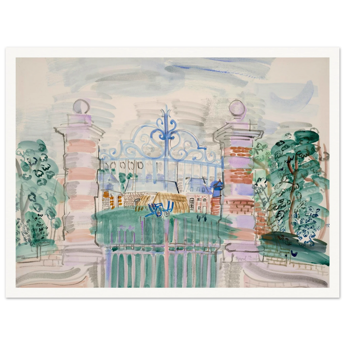 La ferme Louis XIII (1927) Art Print | Raoul Dufy - Framed Poster - 30x40 cm / 12x16″ - Black frame