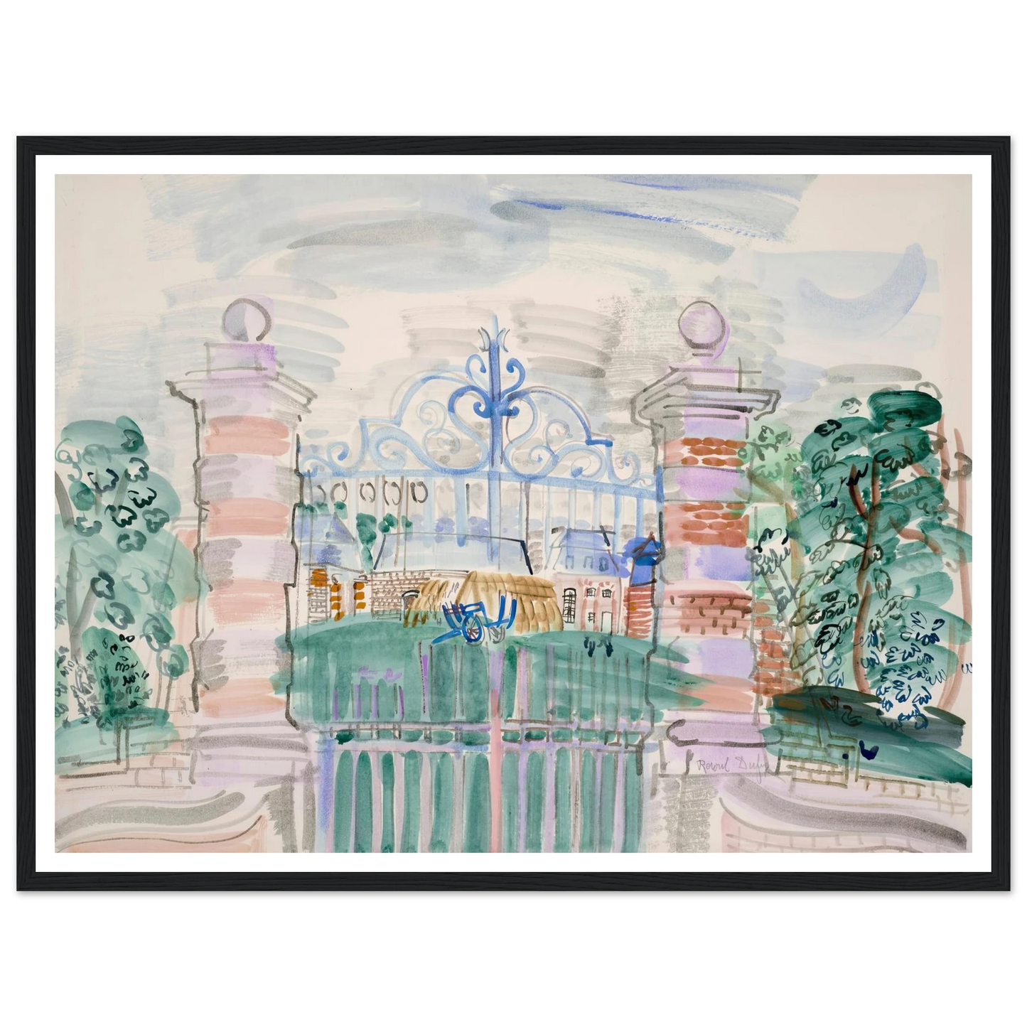 La ferme Louis XIII (1927) Art Print | Raoul Dufy - Framed Poster - 30x40 cm / 12x16″ - Black frame