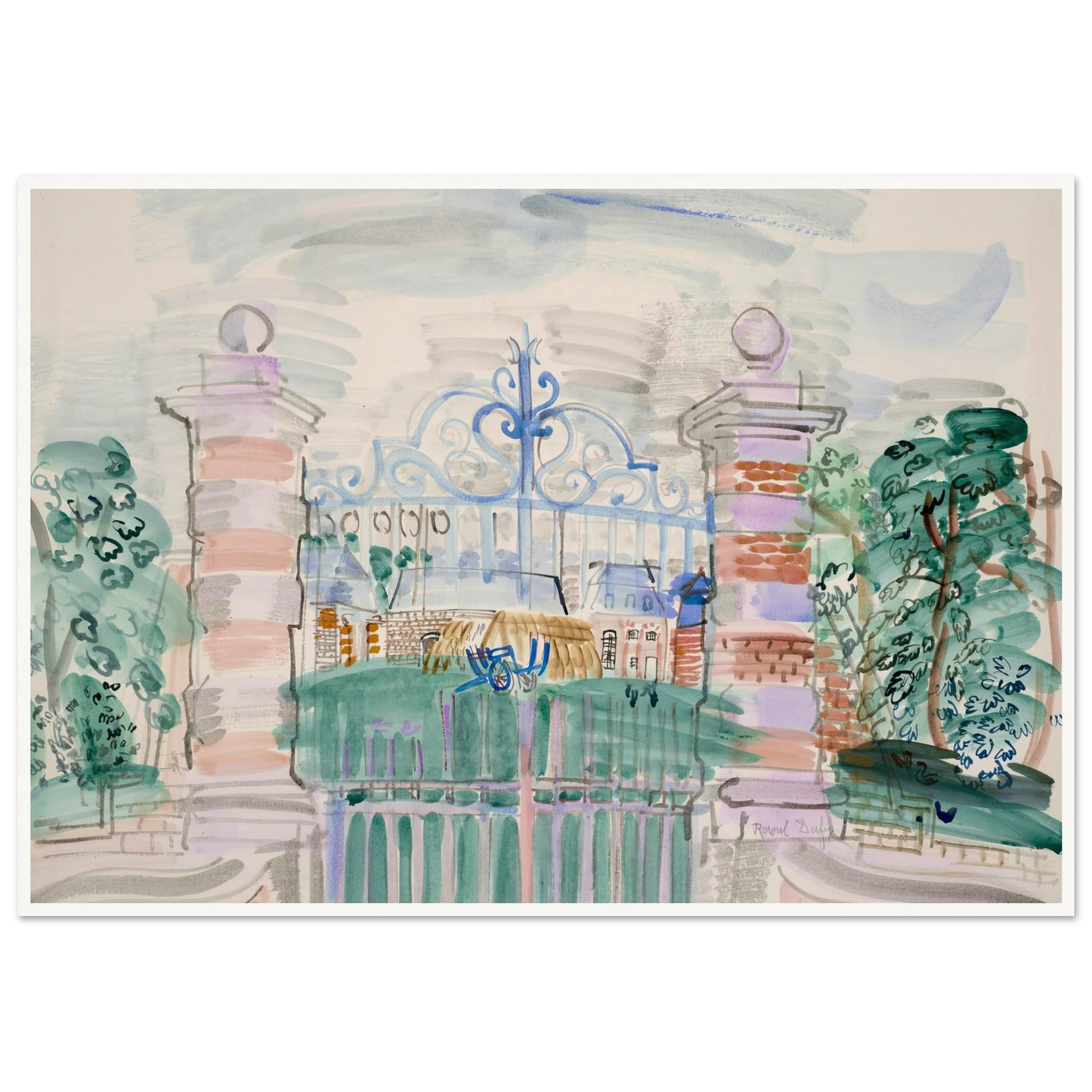 La ferme Louis XIII (1927) Art Print | Raoul Dufy - Framed Poster - 30x40 cm / 12x16″ - Black frame