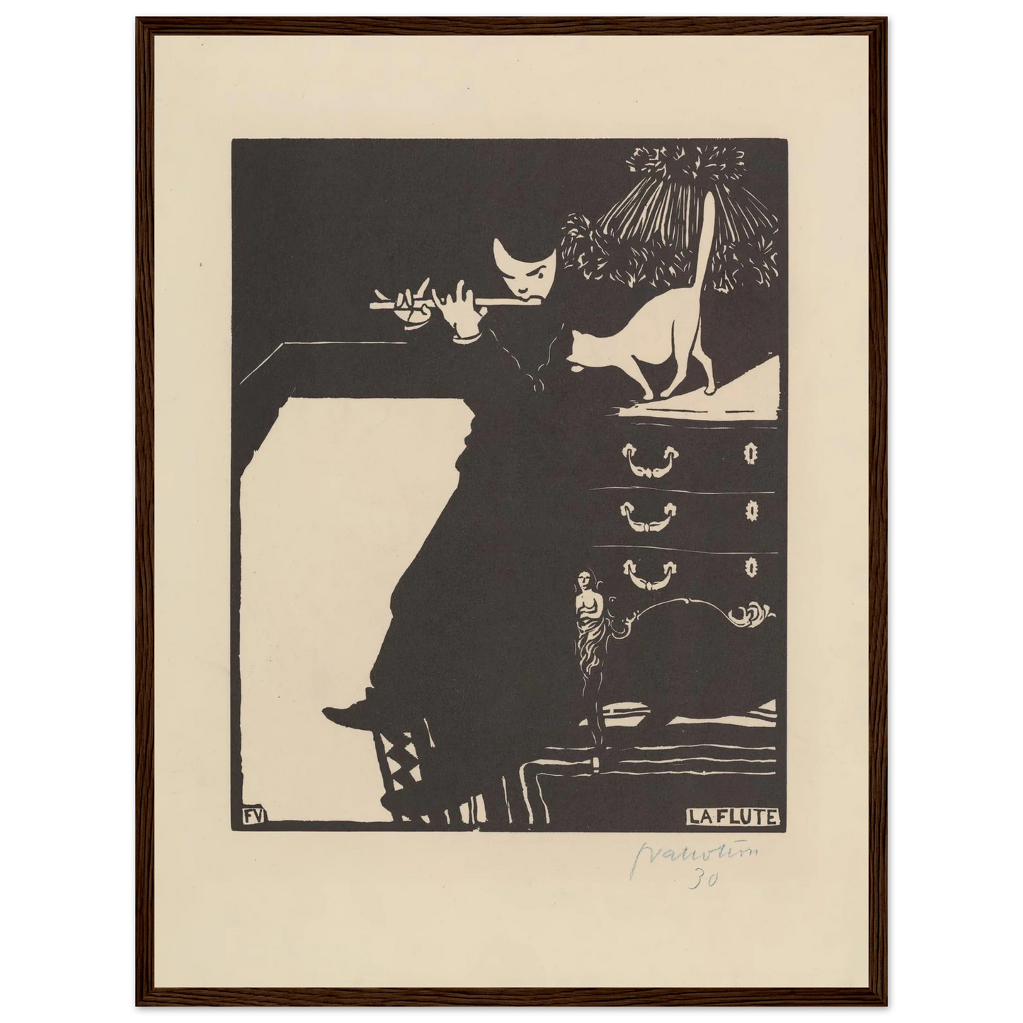La flûte (1896) Art Print | Felix Vallotton - Framed Poster - 30x40 cm / 12x16″ - Black frame