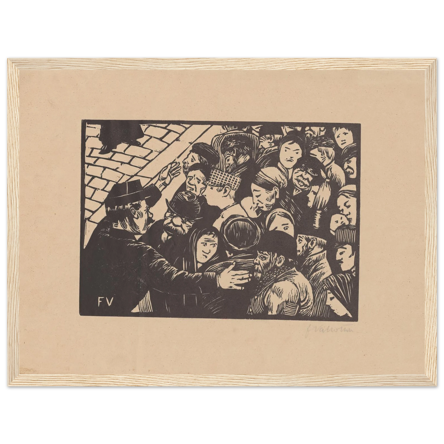 La foule à Paris (1892) Art Print | Felix Vallotton - Framed Poster - 30x40 cm / 12x16″ - Black frame