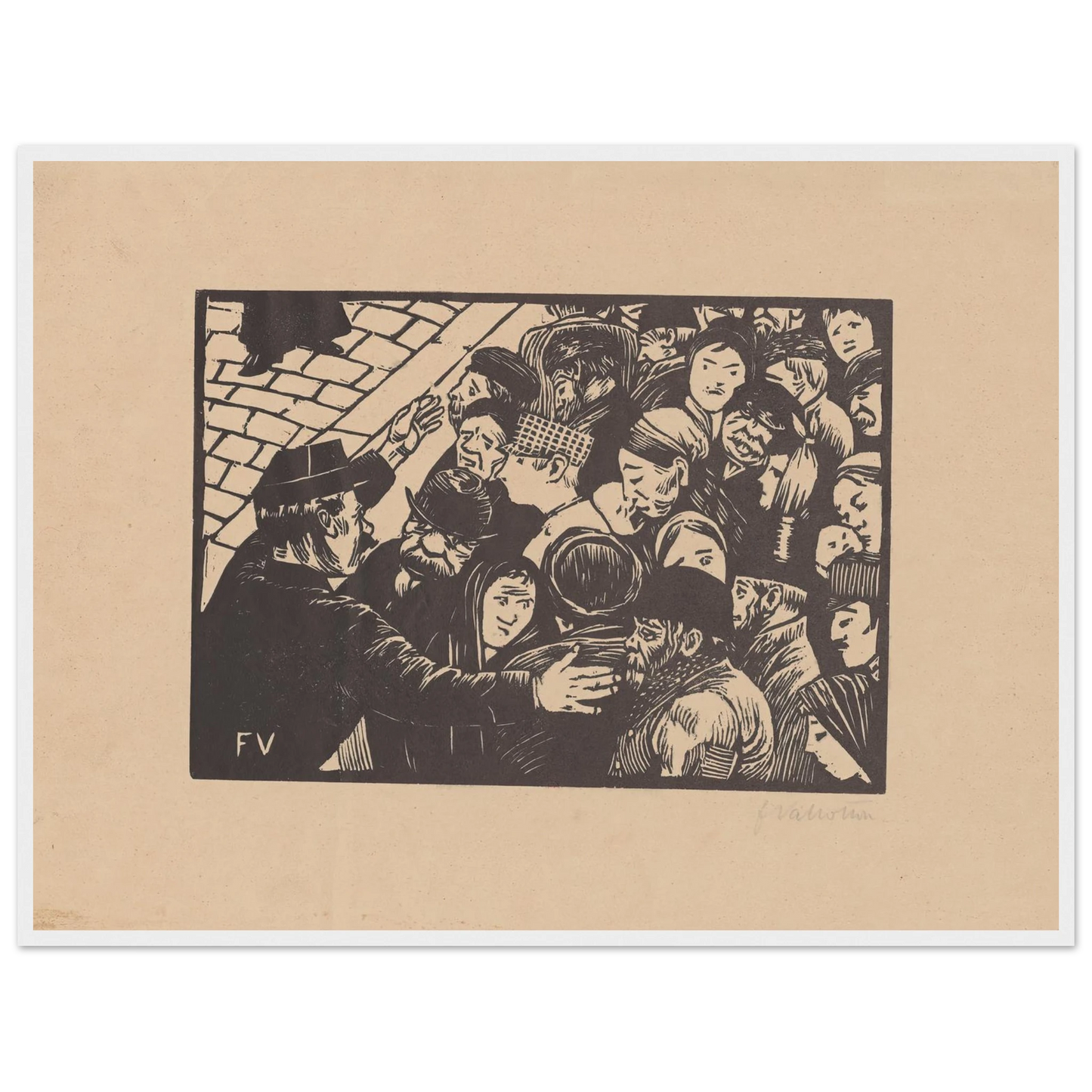 La foule à Paris (1892) Art Print | Felix Vallotton - Framed Poster - 30x40 cm / 12x16″ - Black frame