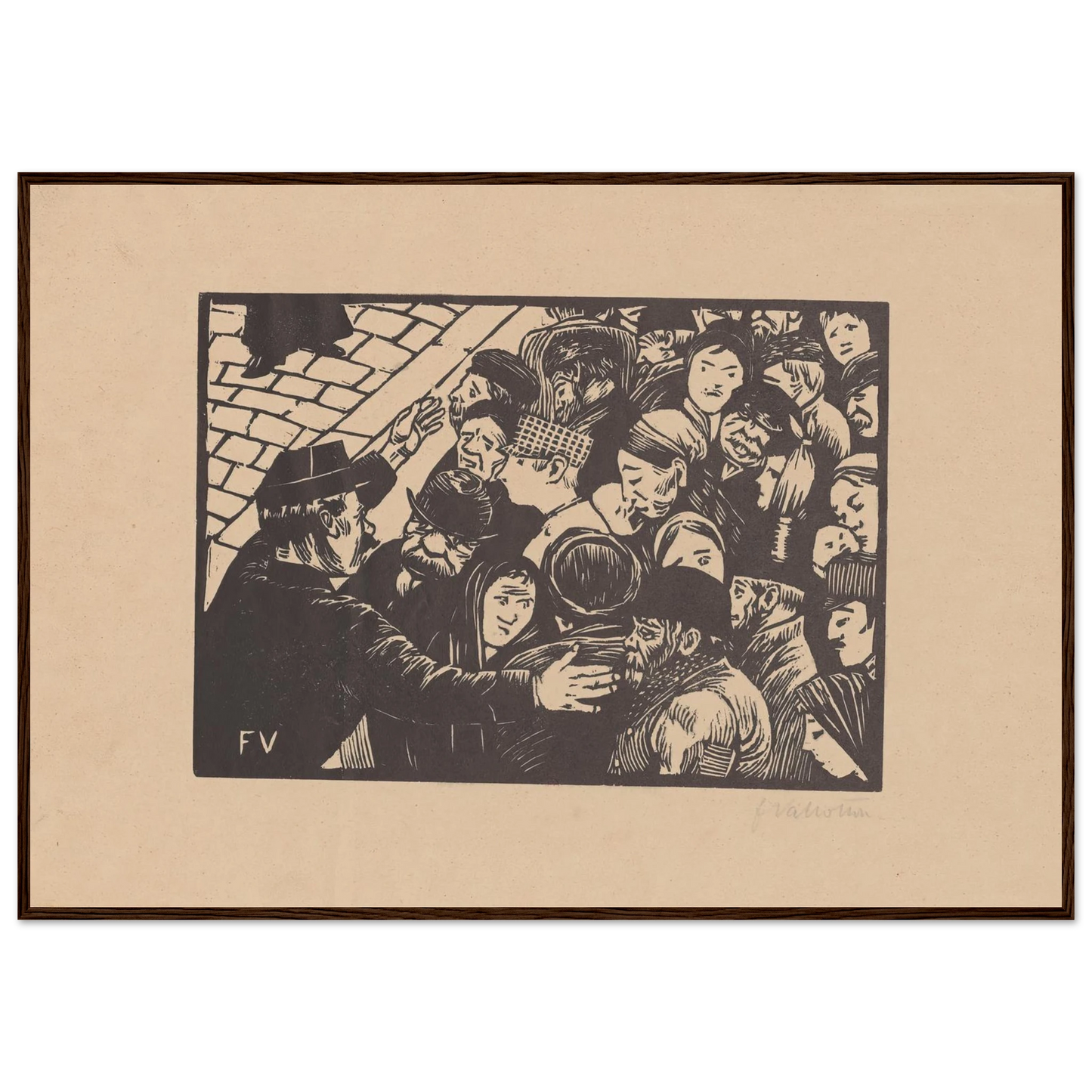 La foule à Paris (1892) Art Print | Felix Vallotton - Framed Poster - 30x40 cm / 12x16″ - Black frame