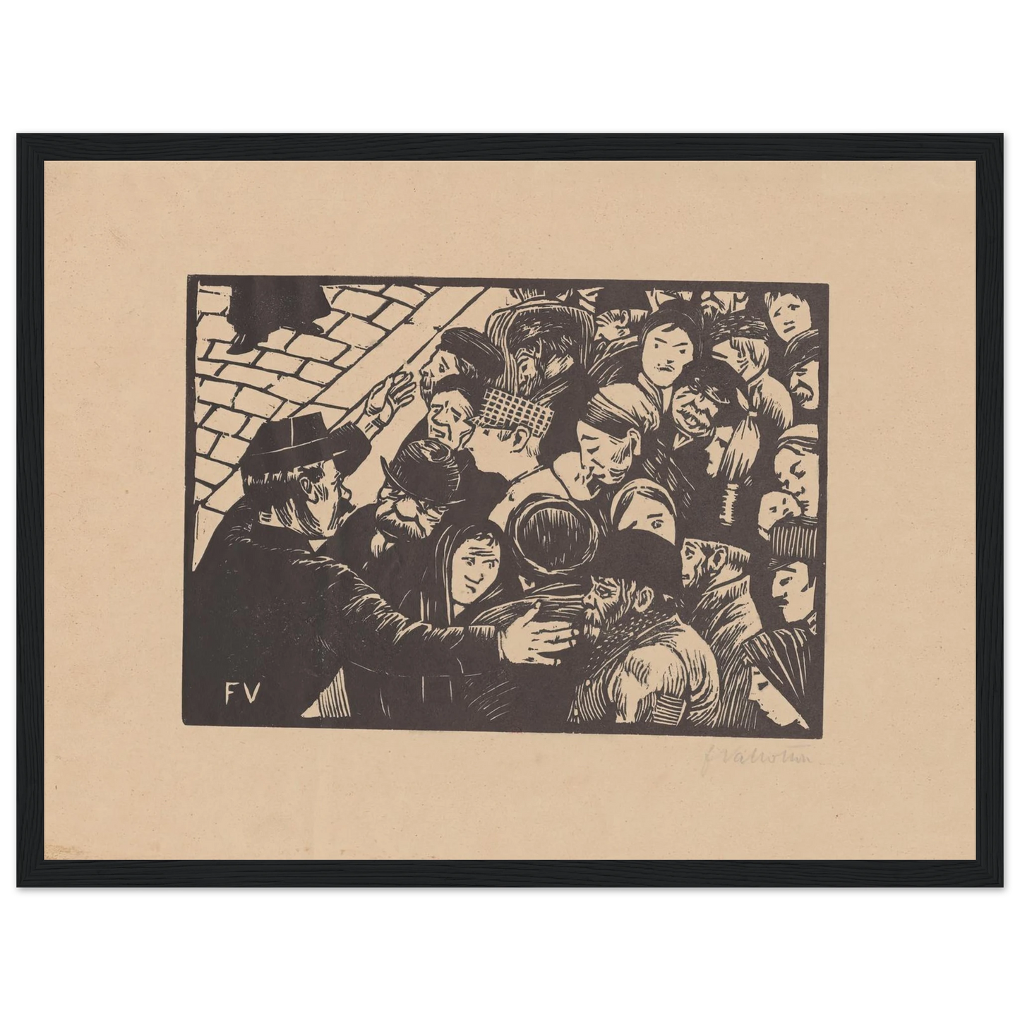 La foule à Paris (1892) Art Print | Felix Vallotton - Framed Poster - 30x40 cm / 12x16″ - Black frame