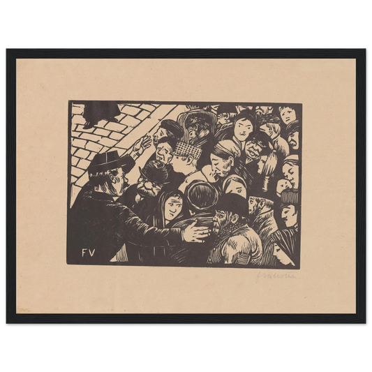 La foule à Paris (1892) Art Print | Felix Vallotton - Framed Poster - 30x40 cm / 12x16″ - Black frame