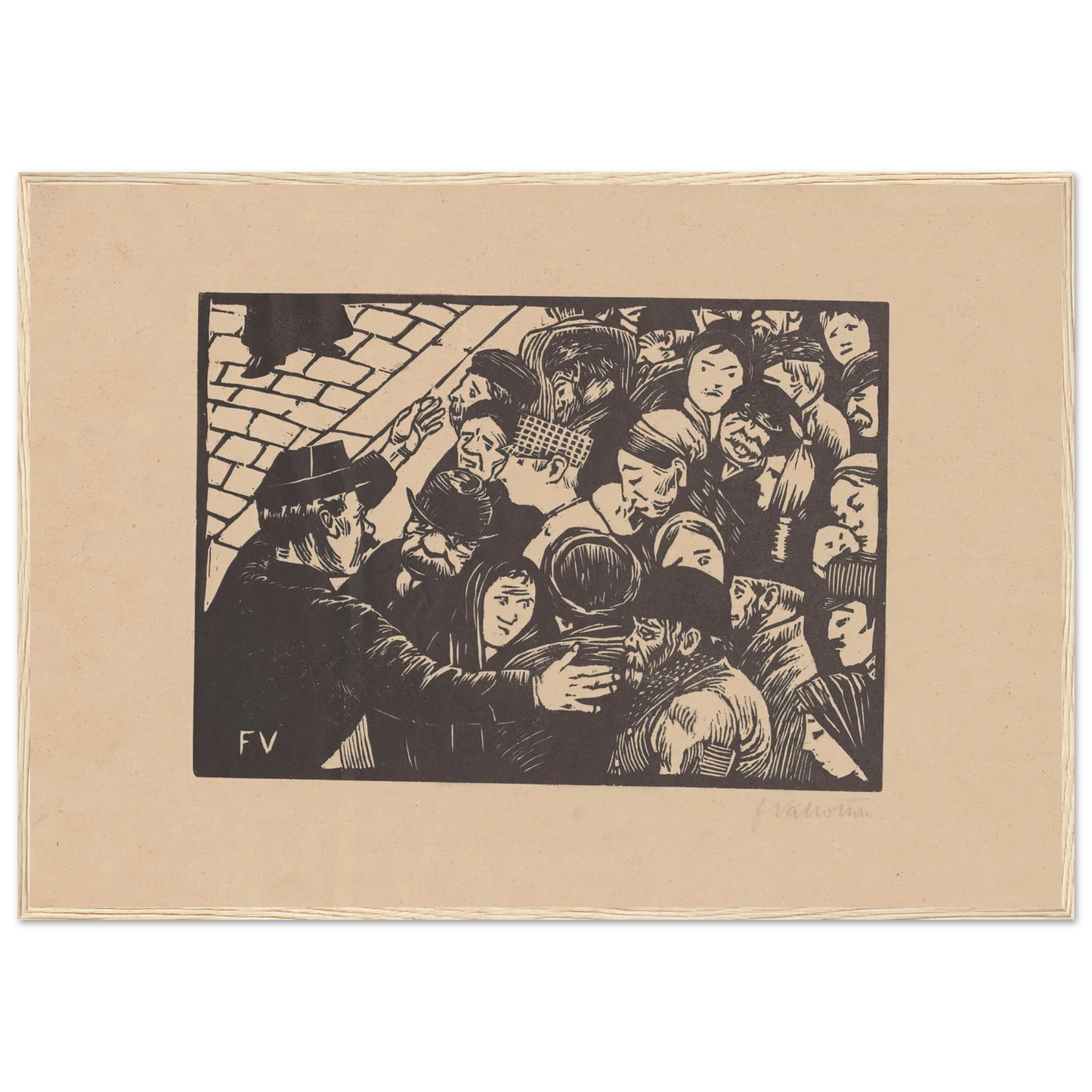 La foule à Paris (1892) Art Print | Felix Vallotton - Framed Poster - 30x40 cm / 12x16″ - Black frame