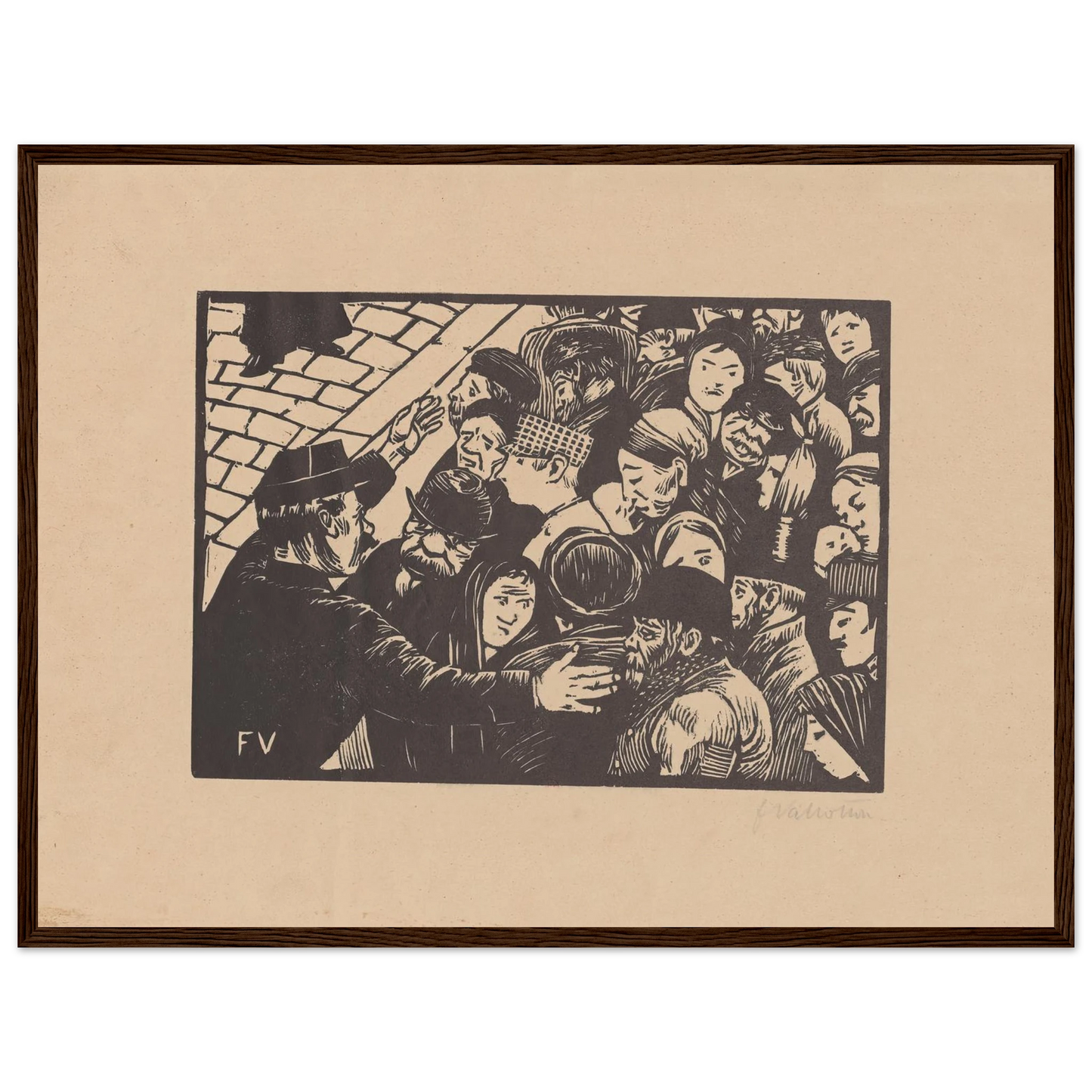 La foule à Paris (1892) Art Print | Felix Vallotton - Framed Poster - 30x40 cm / 12x16″ - Black frame
