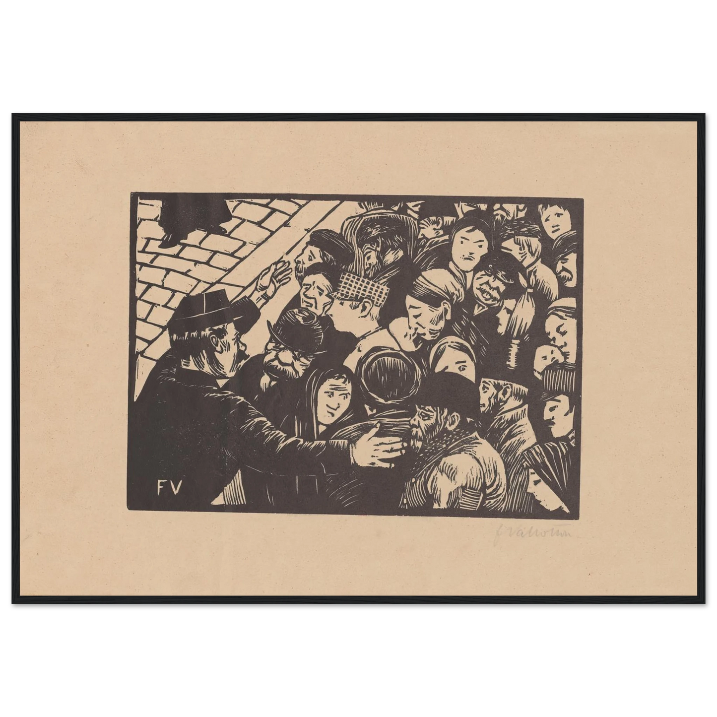 La foule à Paris (1892) Art Print | Felix Vallotton - Framed Poster - 30x40 cm / 12x16″ - Black frame