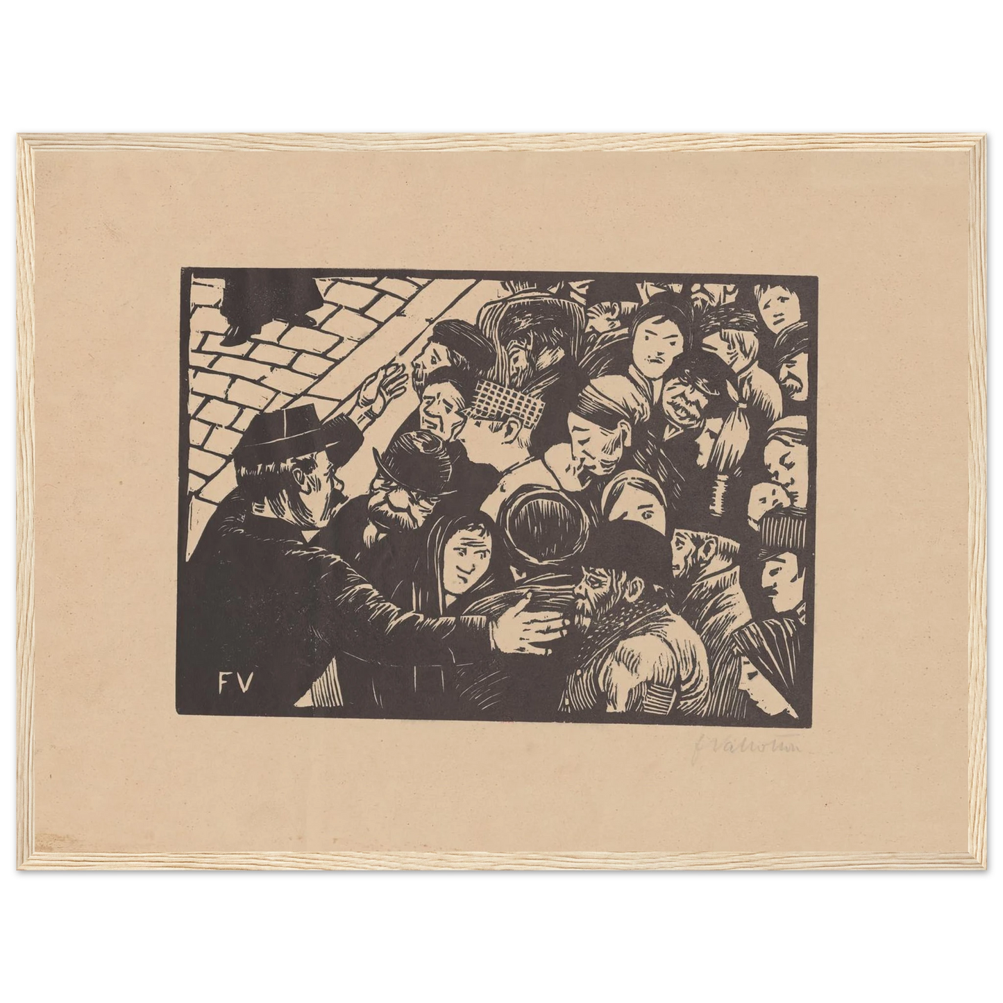 La foule à Paris (1892) Art Print | Felix Vallotton - Framed Poster - 30x40 cm / 12x16″ - Black frame