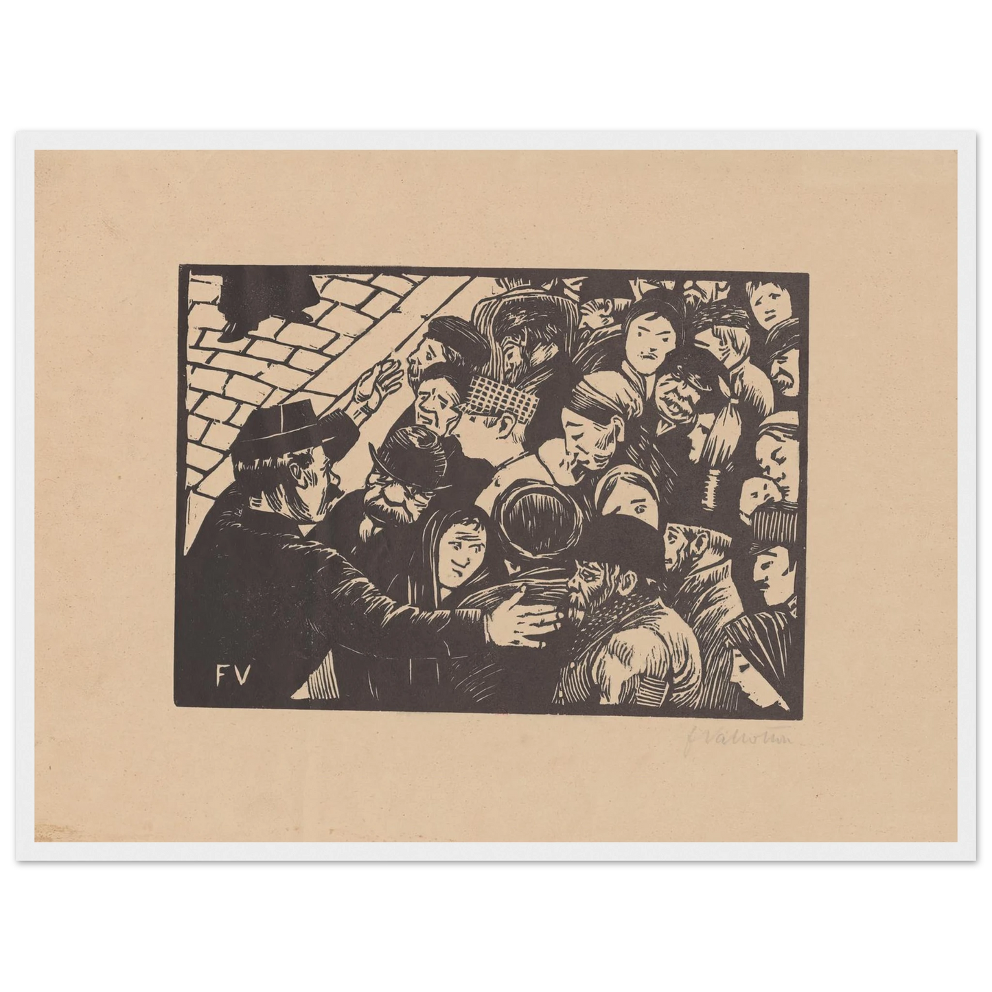 La foule à Paris (1892) Art Print | Felix Vallotton - Framed Poster - 30x40 cm / 12x16″ - Black frame