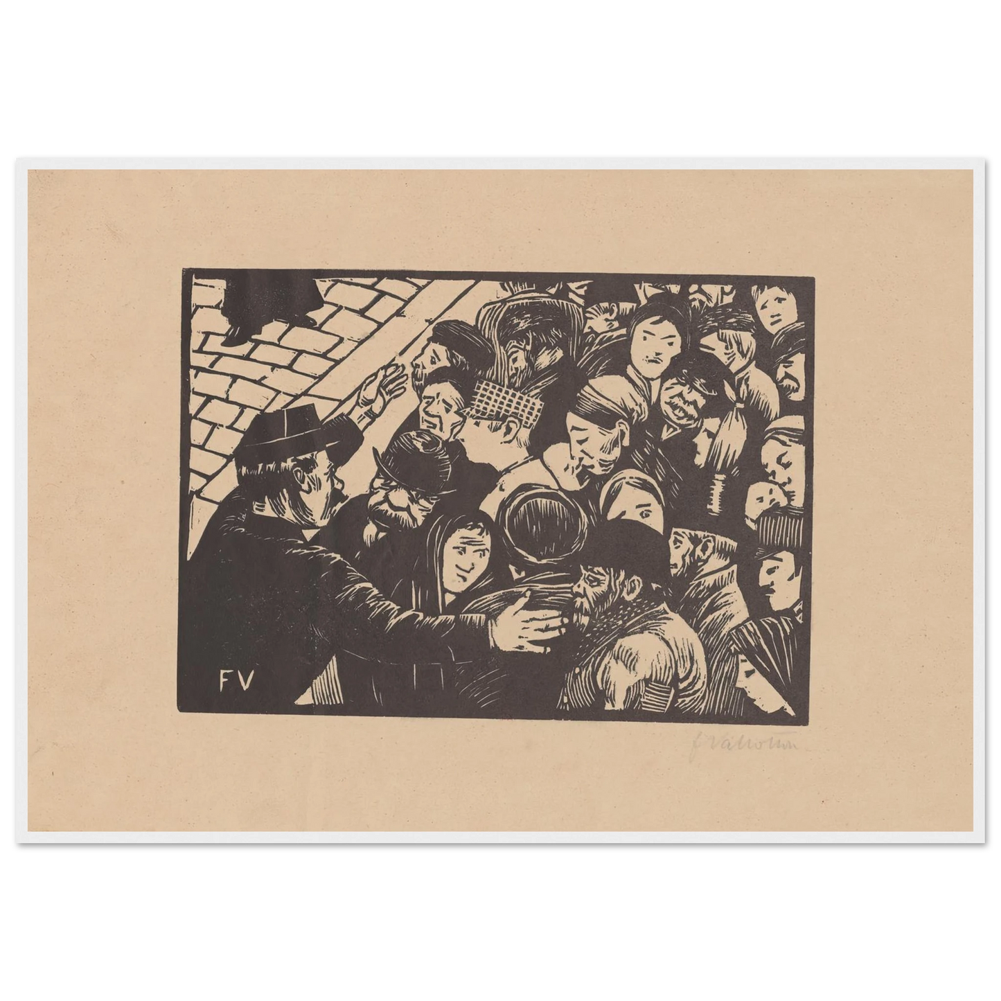 La foule à Paris (1892) Art Print | Felix Vallotton - Framed Poster - 30x40 cm / 12x16″ - Black frame