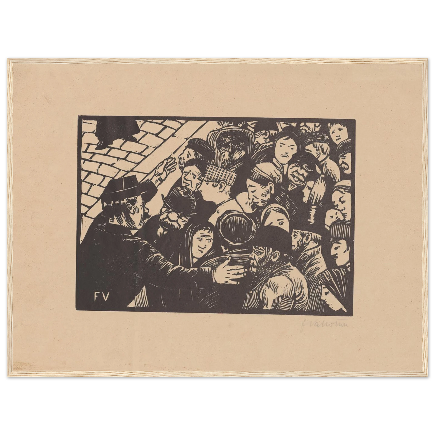La foule à Paris (1892) Art Print | Felix Vallotton - Framed Poster - 30x40 cm / 12x16″ - Black frame
