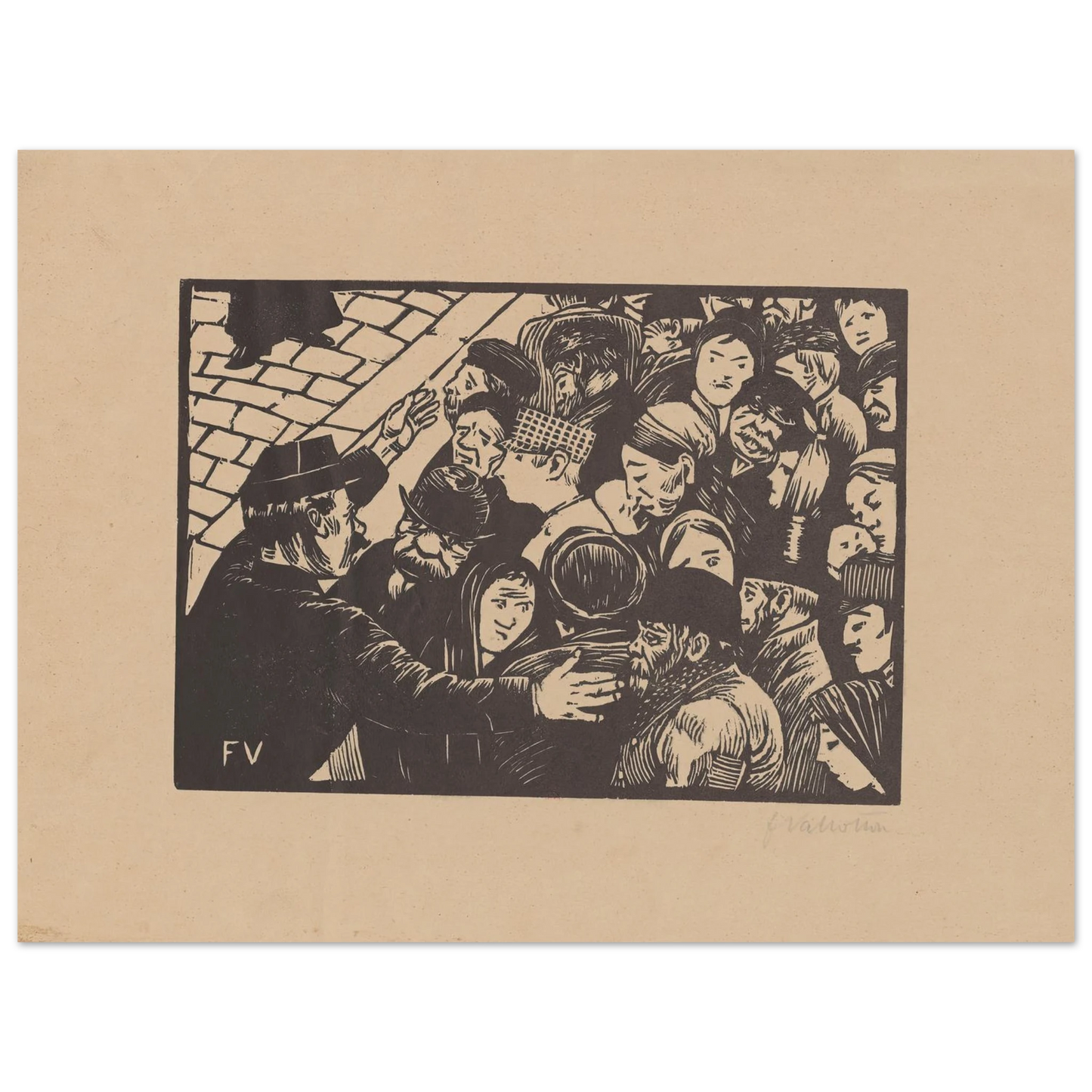 La foule à Paris (1892) Art Print | Felix Vallotton - Framed Poster - 30x40 cm / 12x16″ - Black frame