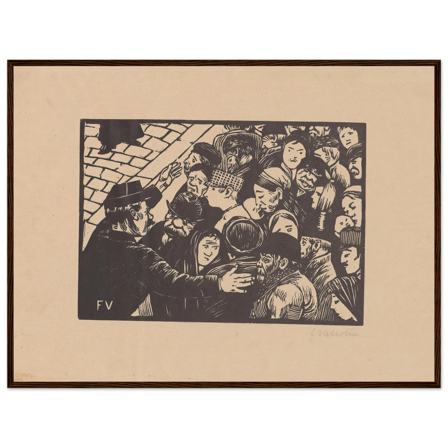La foule à Paris (1892) Art Print | Felix Vallotton - Framed Poster - 30x40 cm / 12x16″ - Black frame