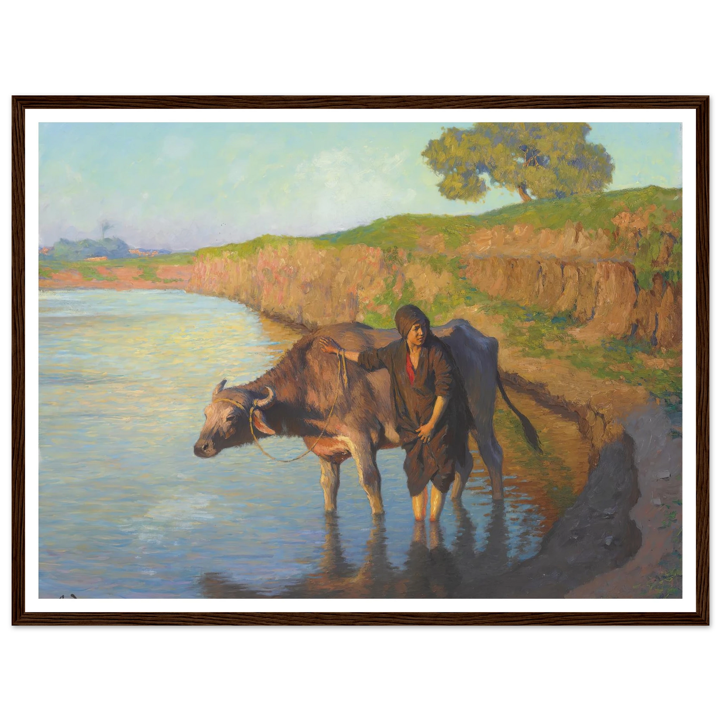 La jeune fille avec la buffle (1913) Art Print | Ludwig Deutsch - Framed Poster - 30x40 cm / 12x16″ - Black frame