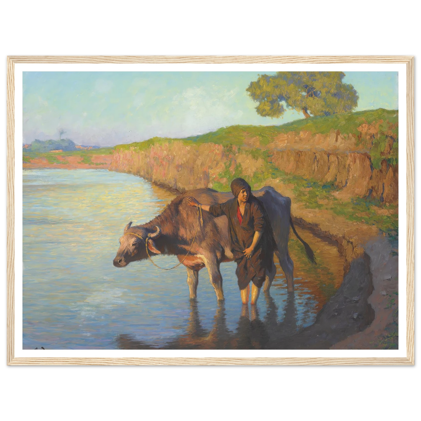 La jeune fille avec la buffle (1913) Art Print | Ludwig Deutsch - Framed Poster - 30x40 cm / 12x16″ - Black frame