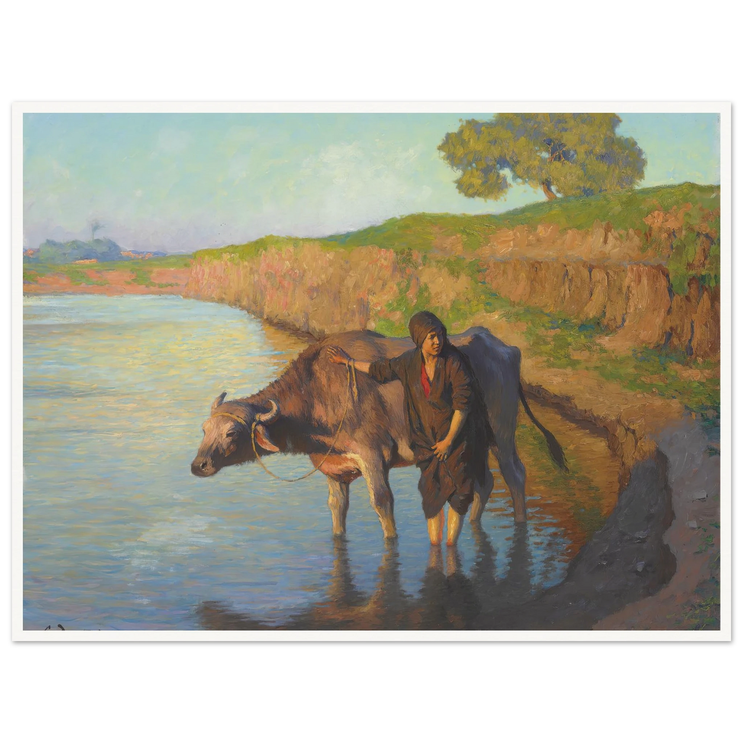 La jeune fille avec la buffle (1913) Art Print | Ludwig Deutsch - Framed Poster - 30x40 cm / 12x16″ - Black frame