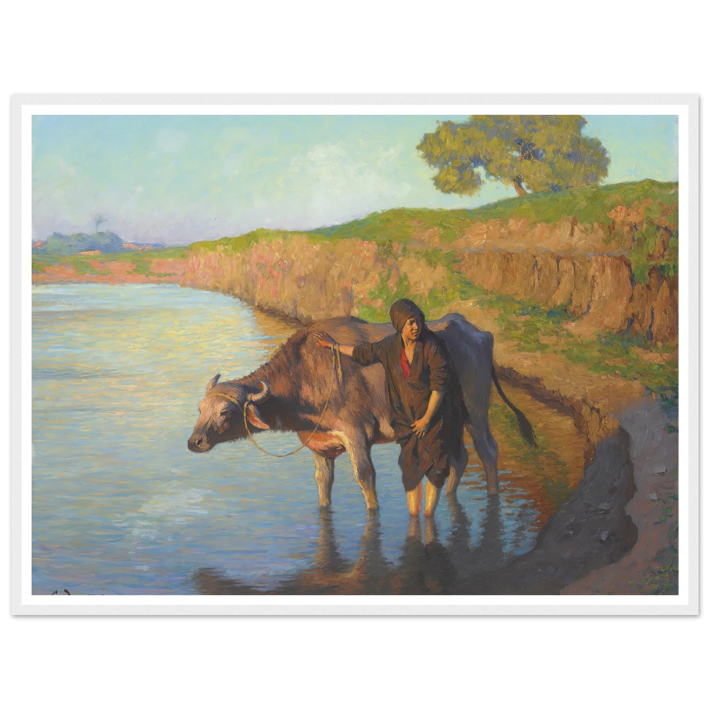 La jeune fille avec la buffle (1913) Art Print | Ludwig Deutsch - Framed Poster - 30x40 cm / 12x16″ - Black frame