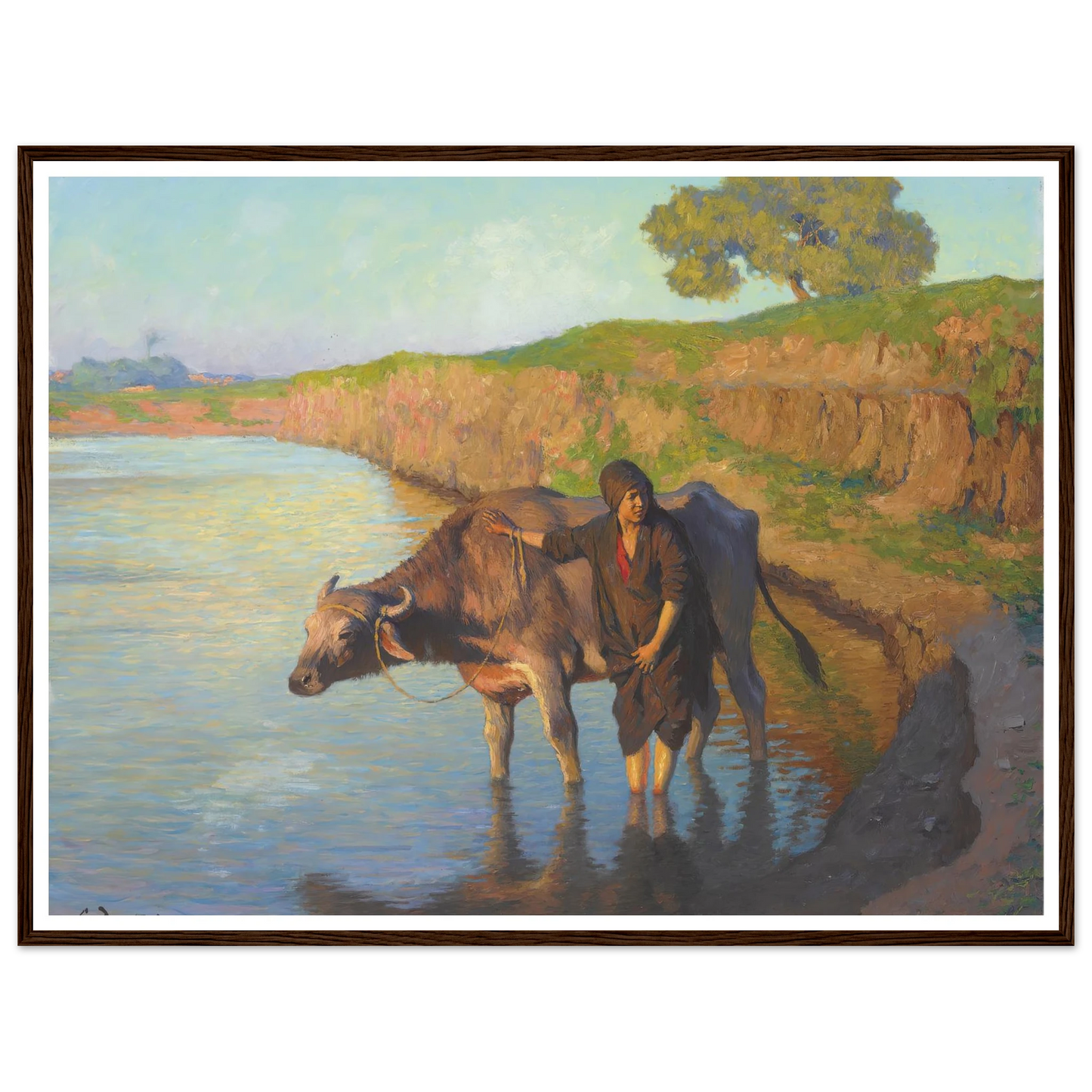 La jeune fille avec la buffle (1913) Art Print | Ludwig Deutsch - Framed Poster - 30x40 cm / 12x16″ - Black frame