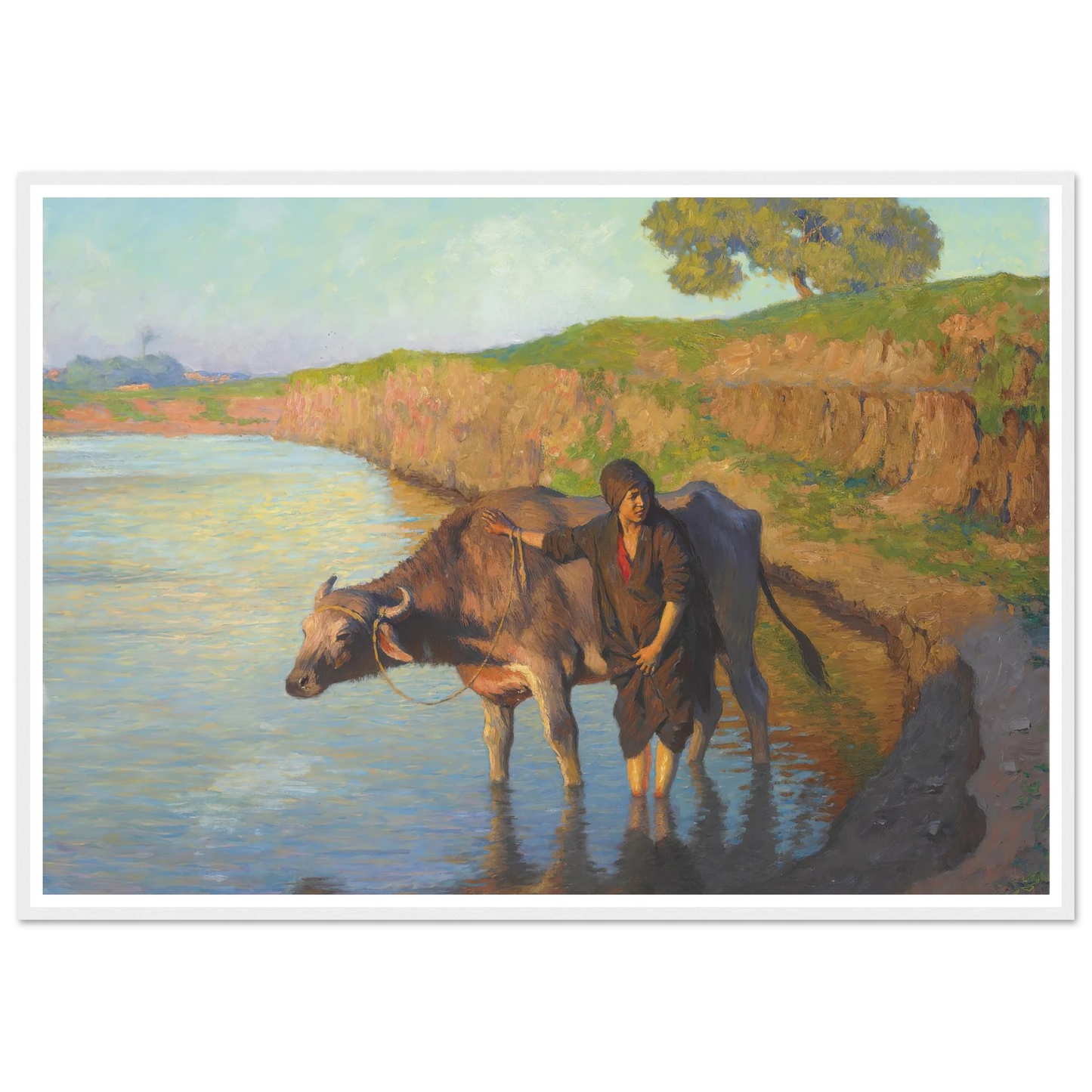 La jeune fille avec la buffle (1913) Art Print | Ludwig Deutsch - Framed Poster - 30x40 cm / 12x16″ - Black frame