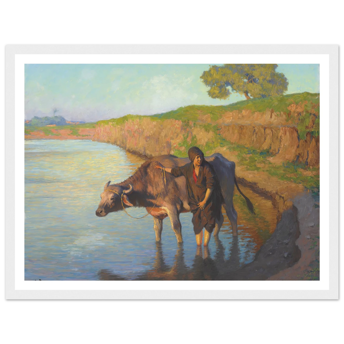 La jeune fille avec la buffle (1913) Art Print | Ludwig Deutsch - Framed Poster - 30x40 cm / 12x16″ - Black frame