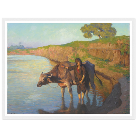 La jeune fille avec la buffle (1913) Art Print | Ludwig Deutsch - Framed Poster - 30x40 cm / 12x16″ - Black frame