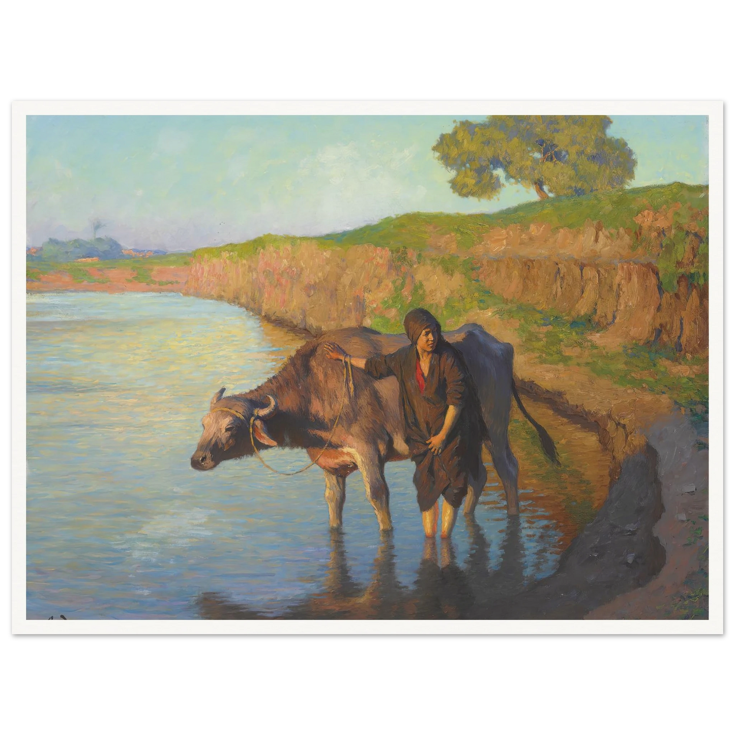 La jeune fille avec la buffle (1913) Art Print | Ludwig Deutsch - Framed Poster - 30x40 cm / 12x16″ - Black frame