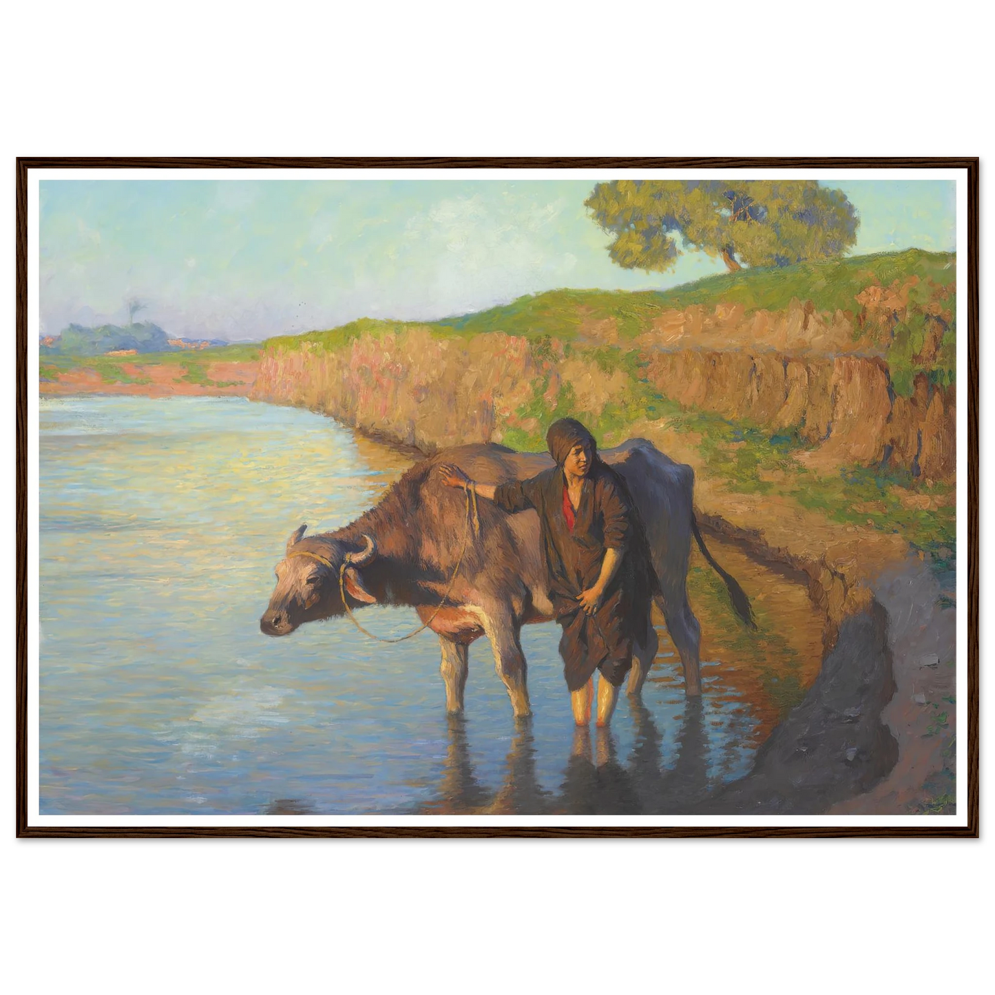 La jeune fille avec la buffle (1913) Art Print | Ludwig Deutsch - Framed Poster - 30x40 cm / 12x16″ - Black frame