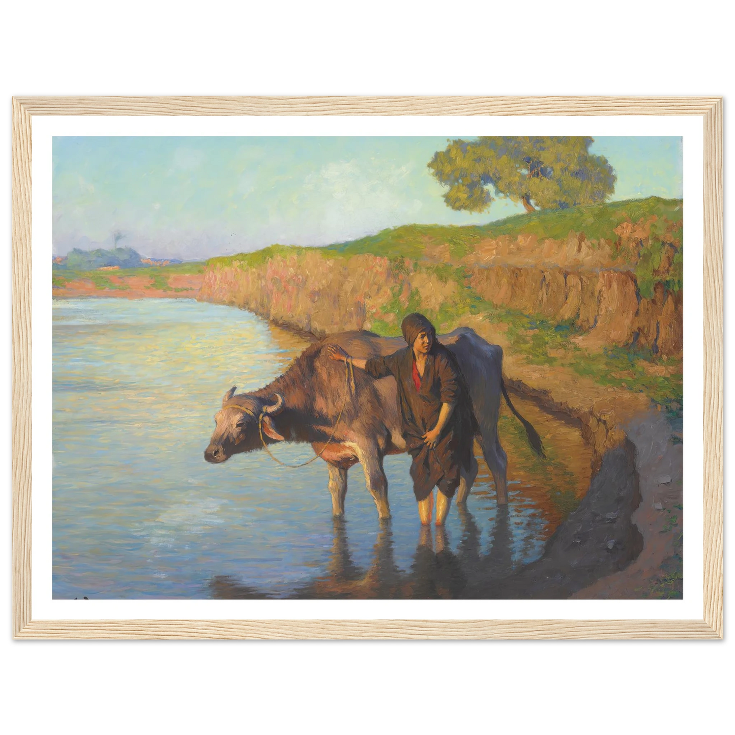 La jeune fille avec la buffle (1913) Art Print | Ludwig Deutsch - Framed Poster - 30x40 cm / 12x16″ - Black frame