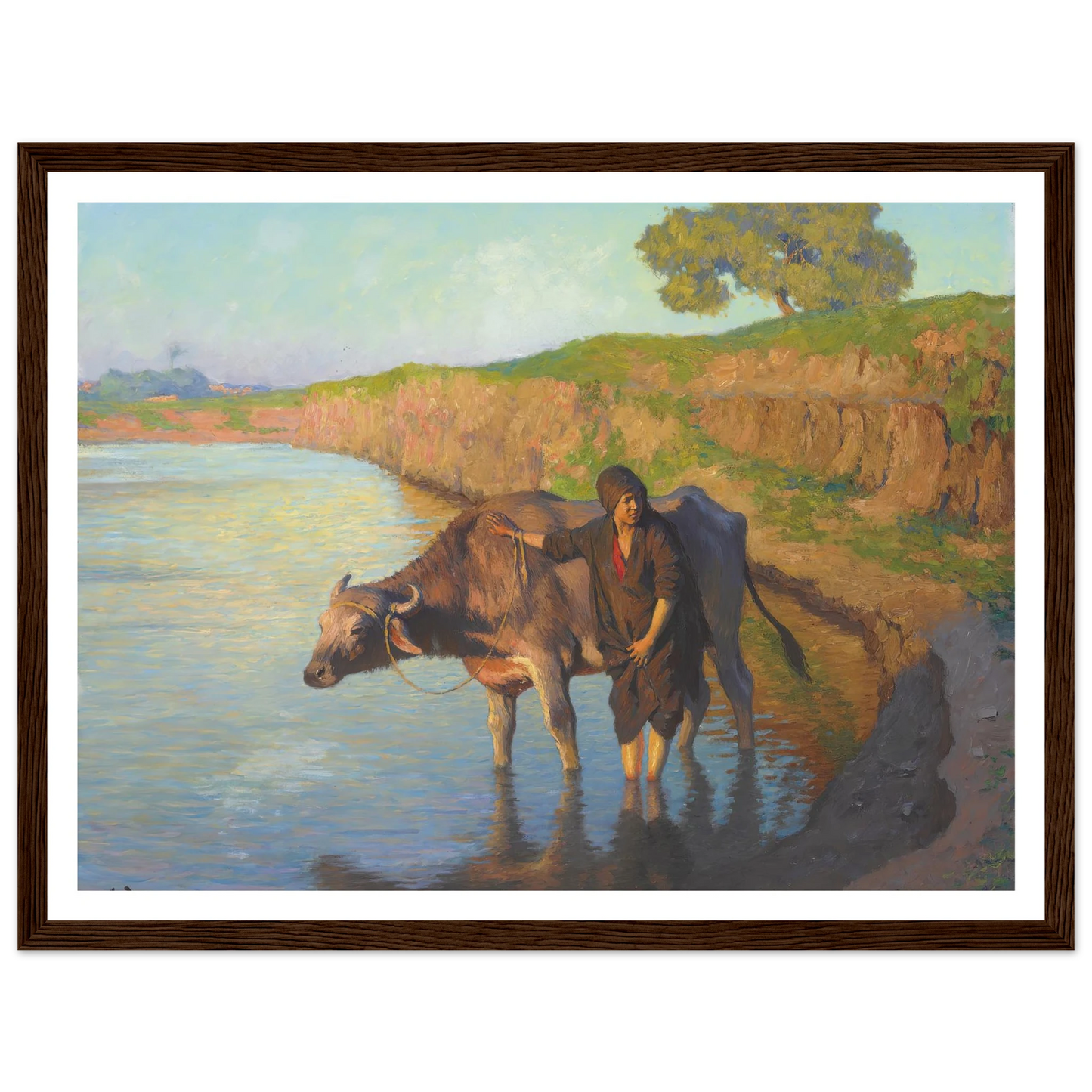 La jeune fille avec la buffle (1913) Art Print | Ludwig Deutsch - Framed Poster - 30x40 cm / 12x16″ - Black frame