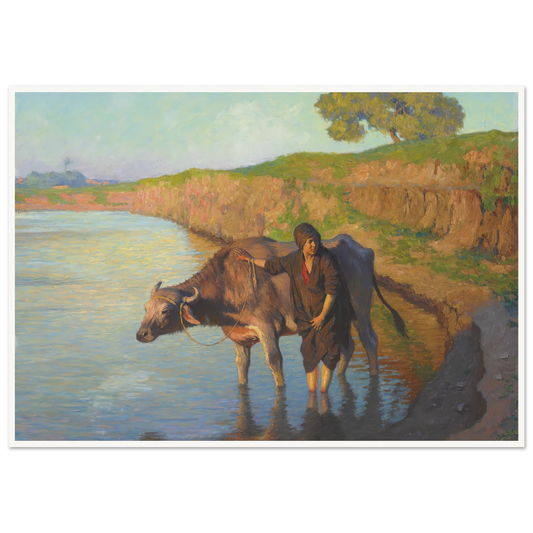 La jeune fille avec la buffle (1913) Art Print | Ludwig Deutsch - Framed Poster - 30x40 cm / 12x16″ - Black frame