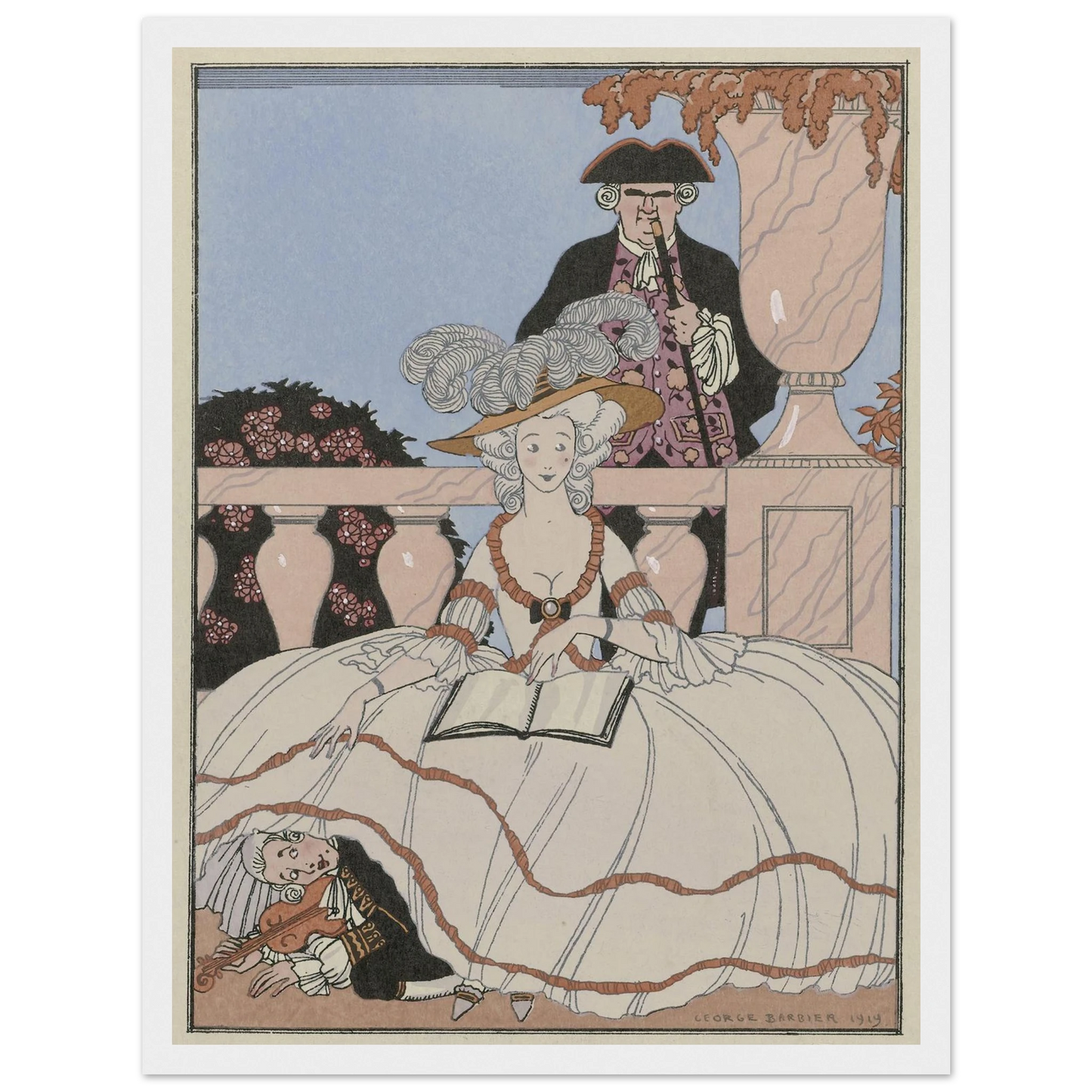 La Leçon bien apprise (1919) Art Print | George Barbier - Framed Poster - 30x40 cm / 12x16″ - Black frame