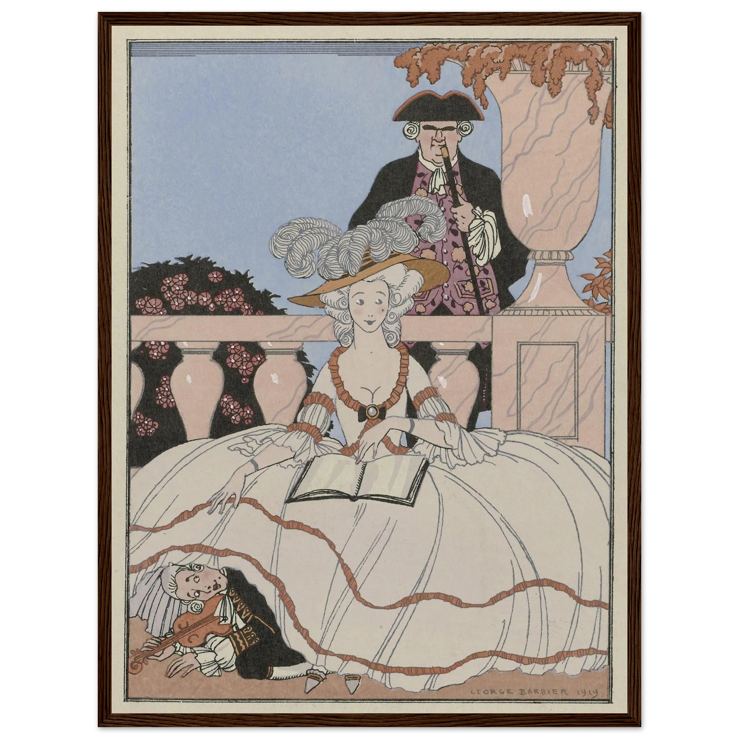 La Leçon bien apprise (1919) Art Print | George Barbier - Framed Poster - 30x40 cm / 12x16″ - Black frame
