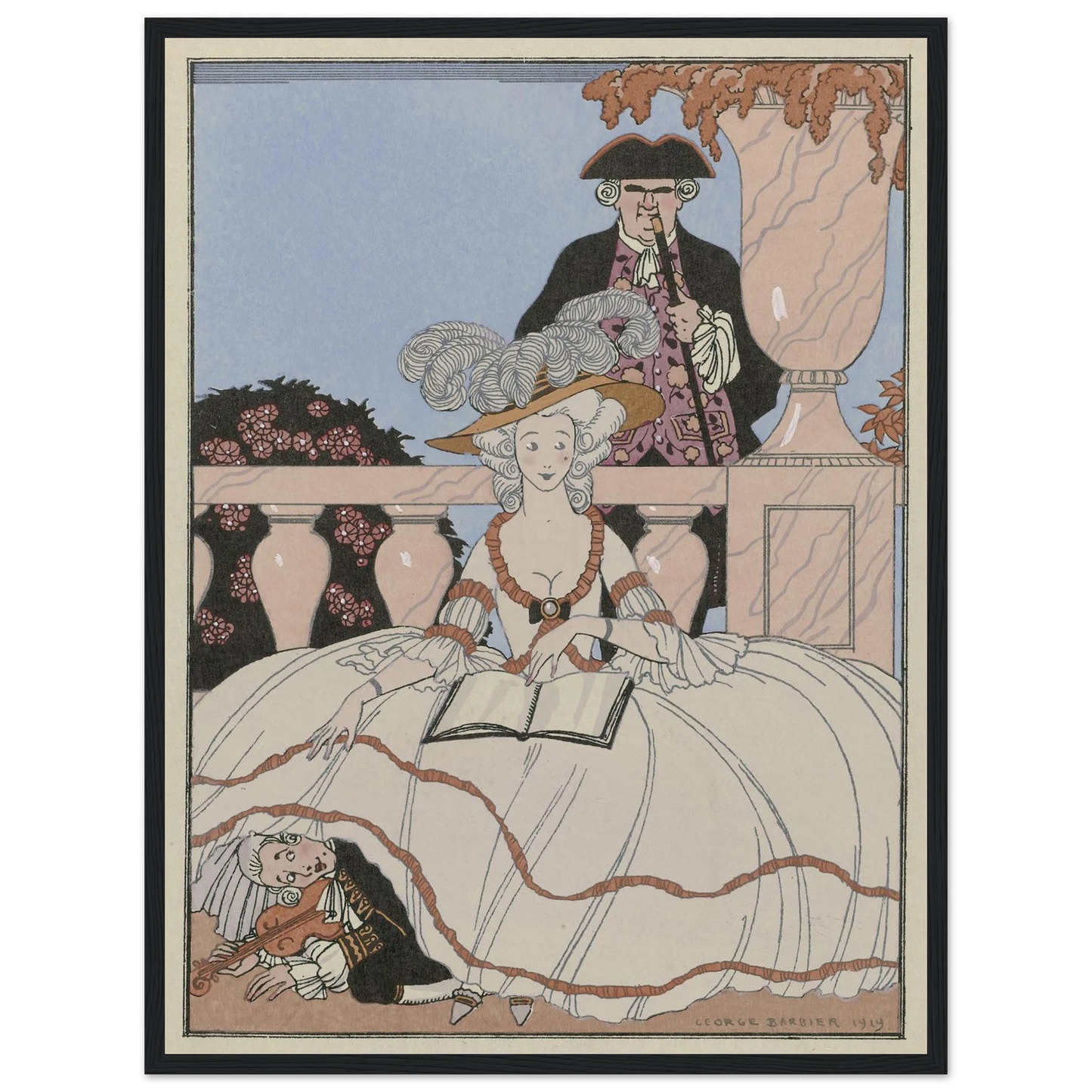 La Leçon bien apprise (1919) Art Print | George Barbier - Framed Poster - 30x40 cm / 12x16″ - Black frame