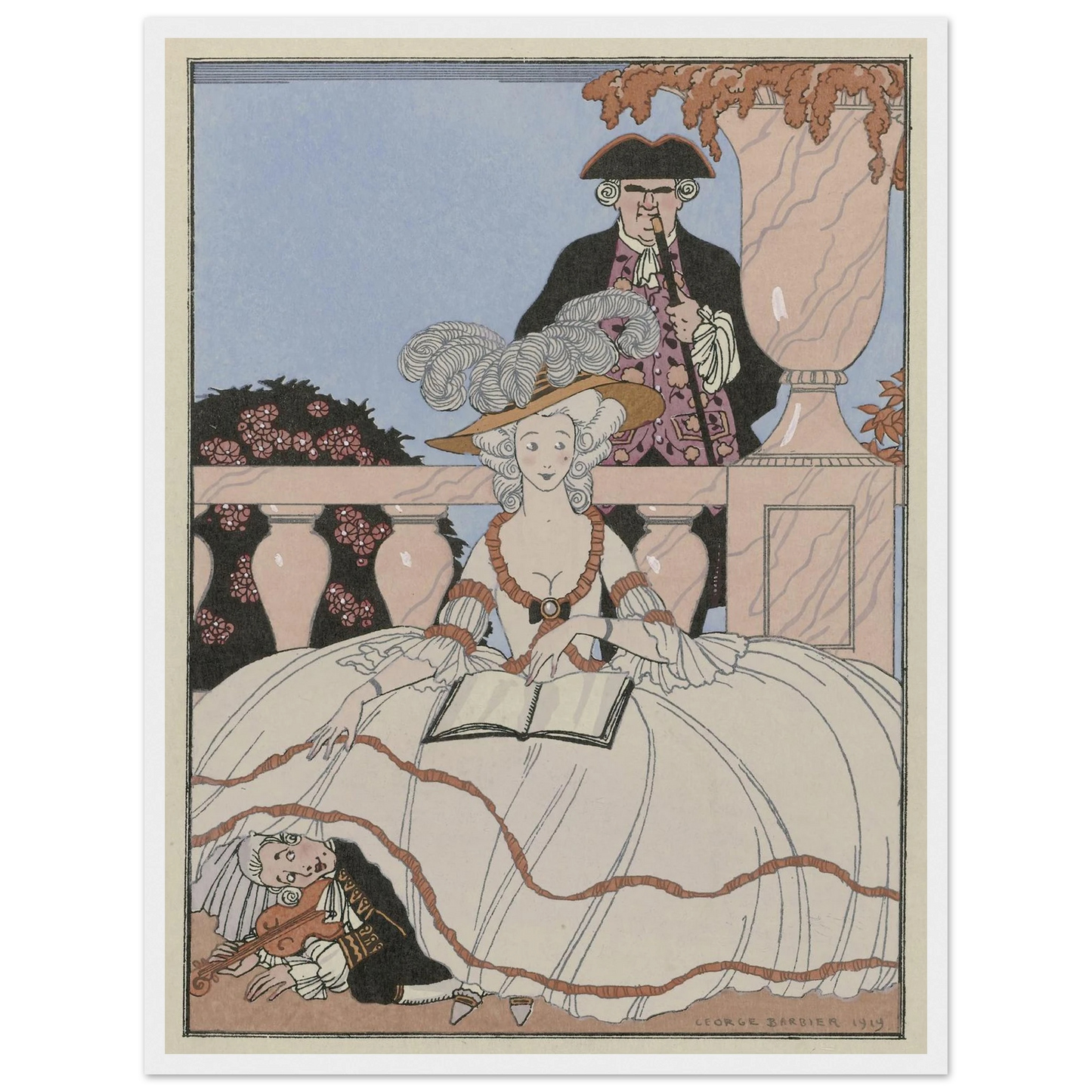 La Leçon bien apprise (1919) Art Print | George Barbier - Framed Poster - 30x40 cm / 12x16″ - Black frame