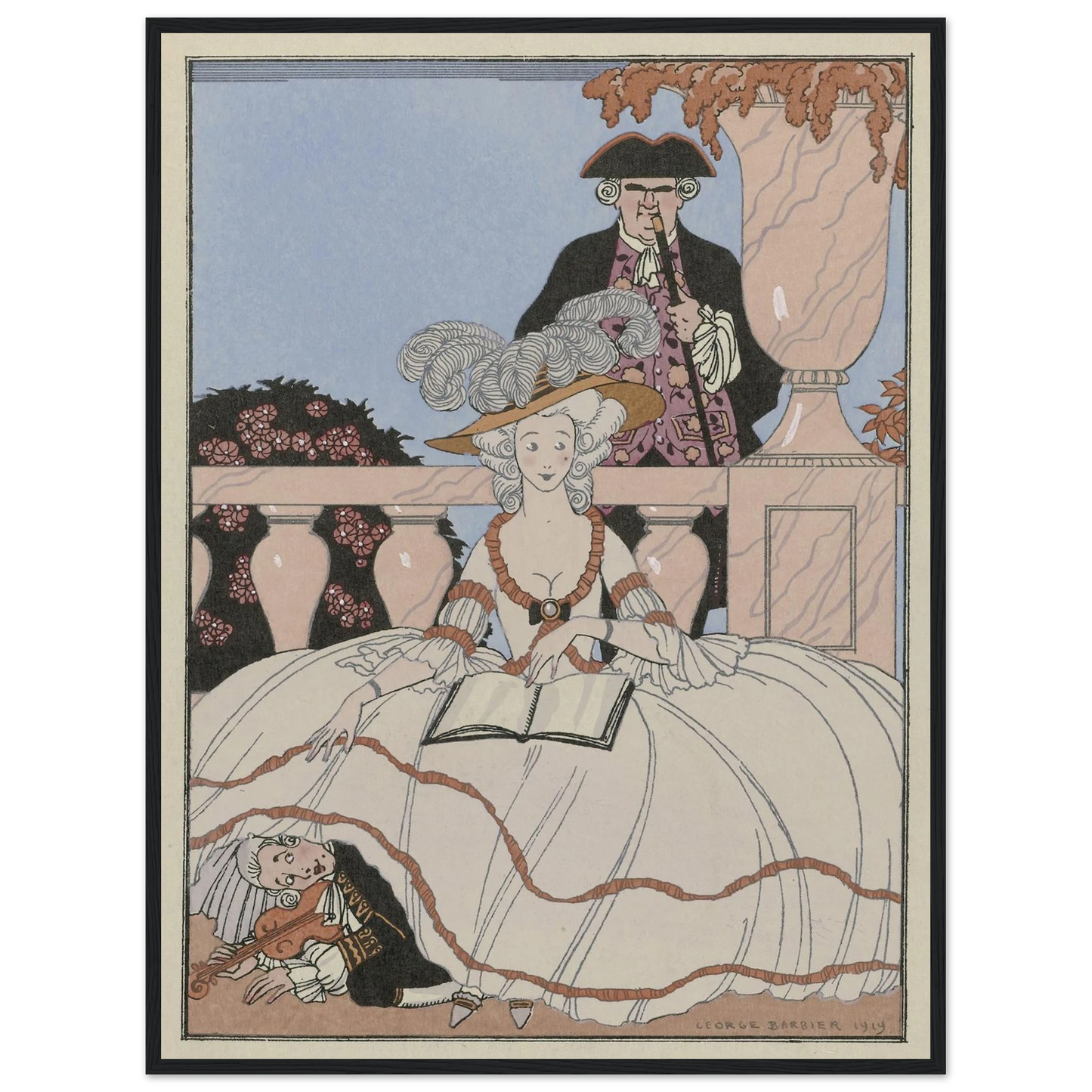 La Leçon bien apprise (1919) Art Print | George Barbier - Framed Poster - 30x40 cm / 12x16″ - Black frame