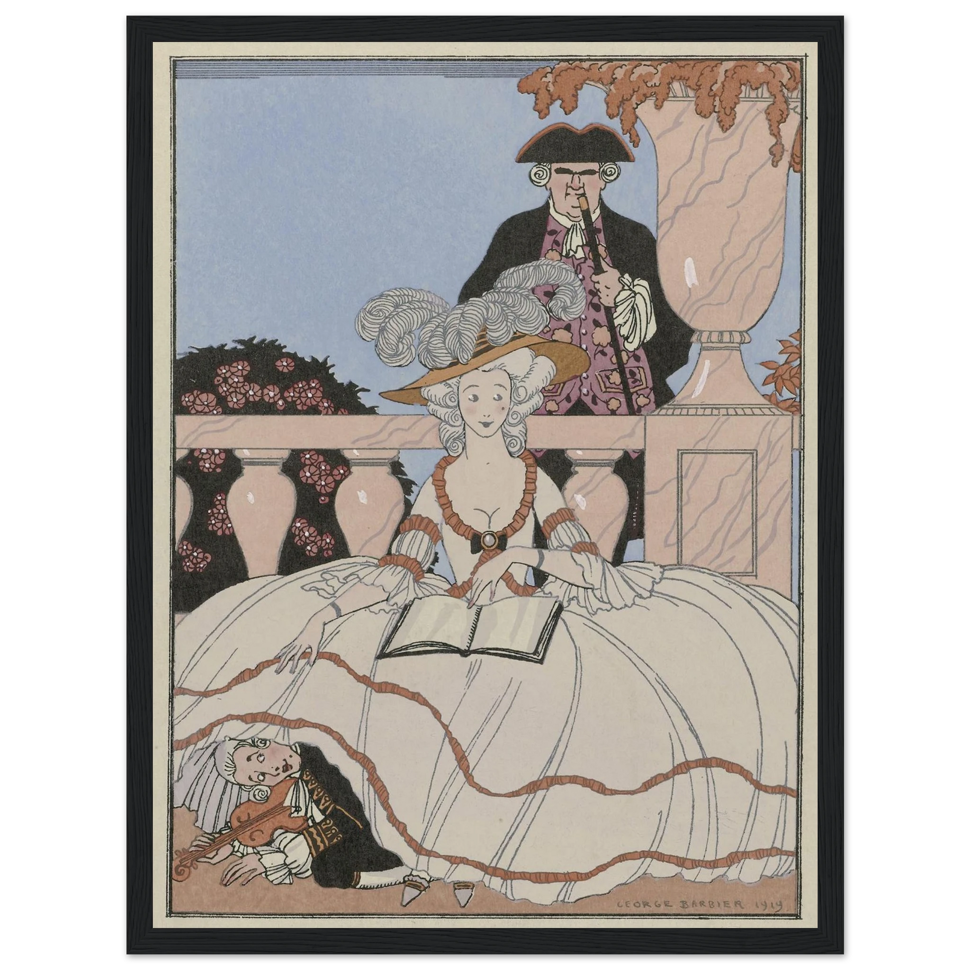 La Leçon bien apprise (1919) Art Print | George Barbier - Framed Poster - 30x40 cm / 12x16″ - Black frame
