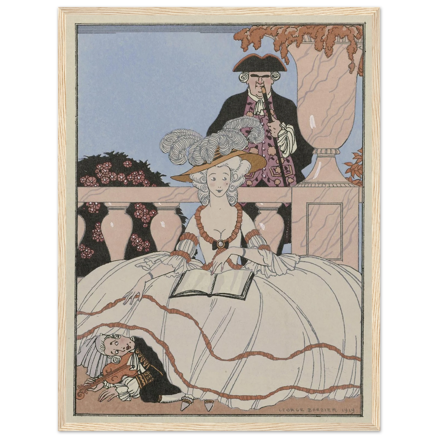 La Leçon bien apprise (1919) Art Print | George Barbier - Framed Poster - 30x40 cm / 12x16″ - Black frame