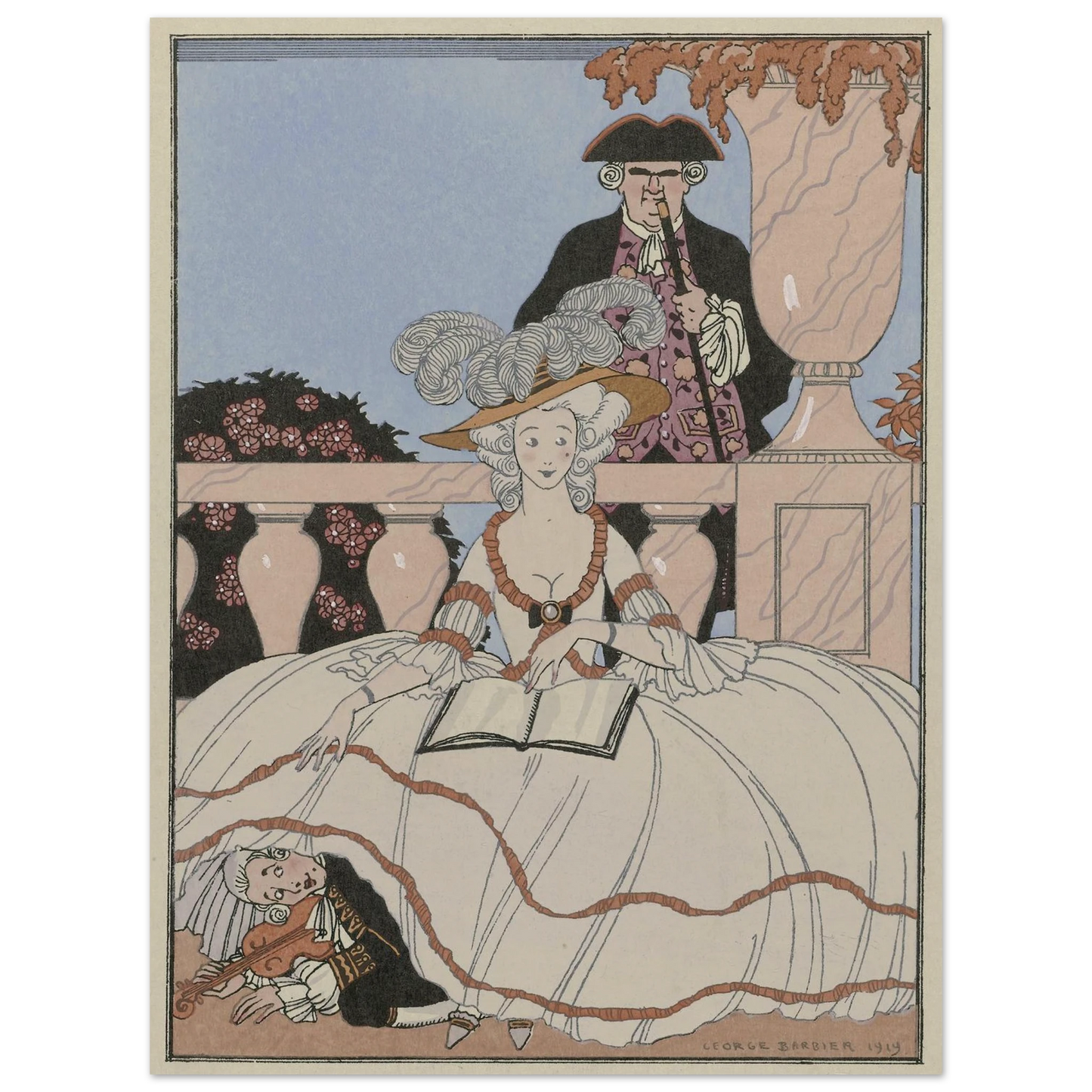 La Leçon bien apprise (1919) Art Print | George Barbier - Framed Poster - 30x40 cm / 12x16″ - Black frame