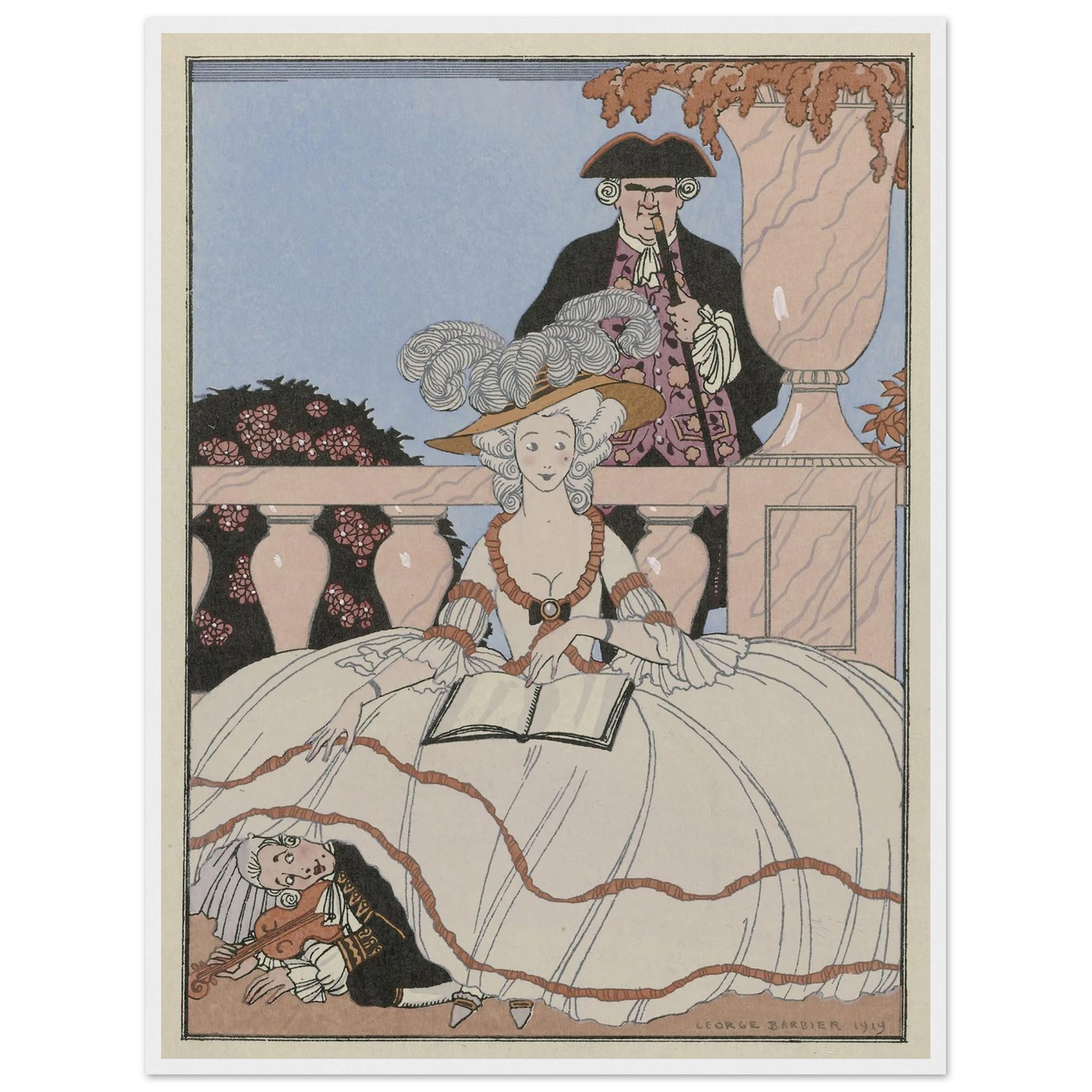 La Leçon bien apprise (1919) Art Print | George Barbier - Framed Poster - 30x40 cm / 12x16″ - Black frame