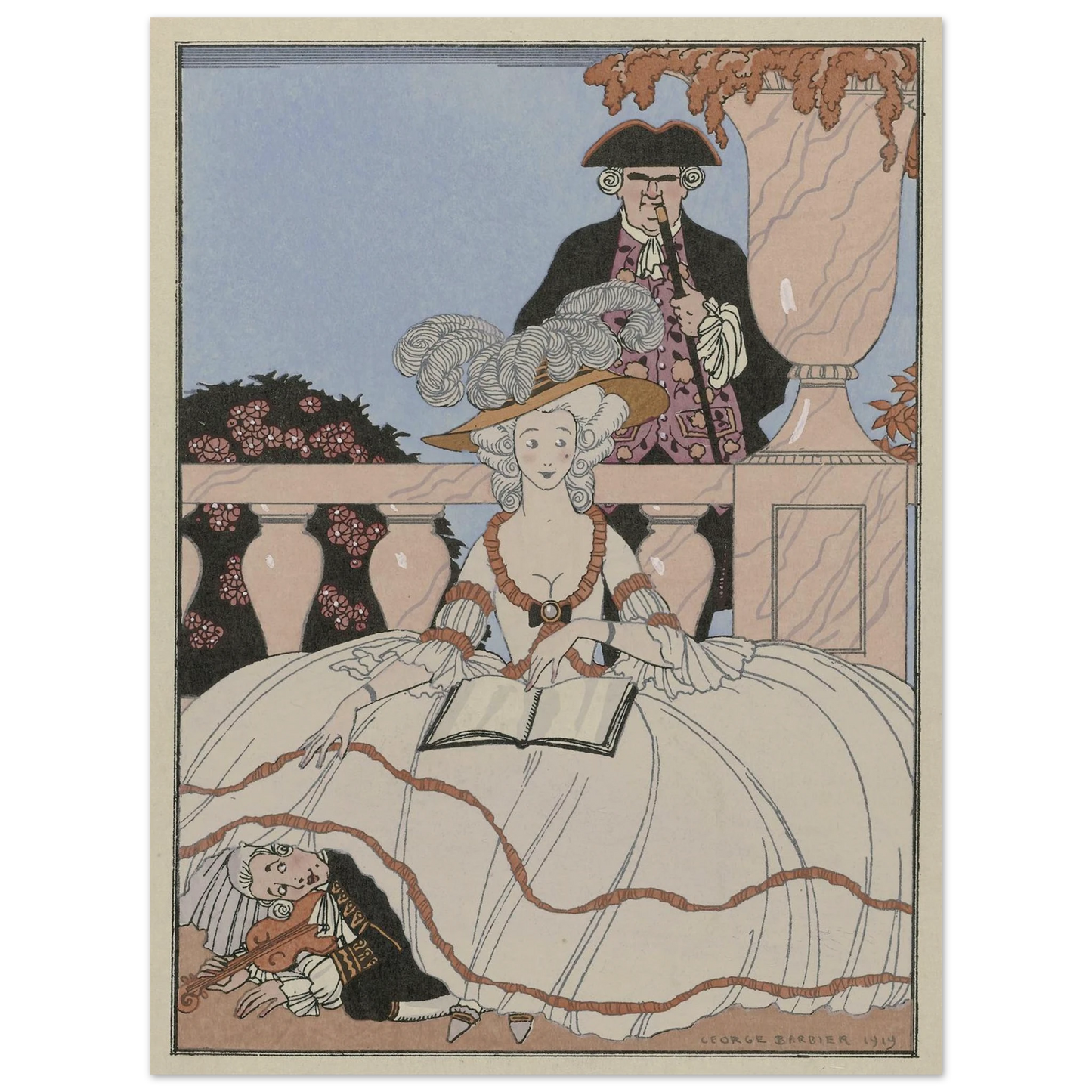 La Leçon bien apprise (1919) Art Print | George Barbier - Framed Poster - 30x40 cm / 12x16″ - Black frame