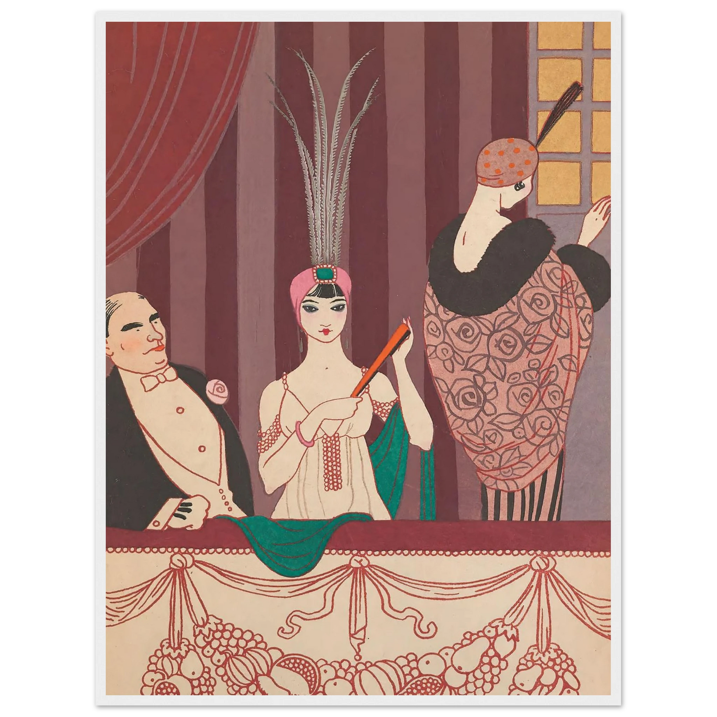 La Loge (1914) Art Print | George Barbier - Framed Poster - 30x40 cm / 12x16″ - Black frame