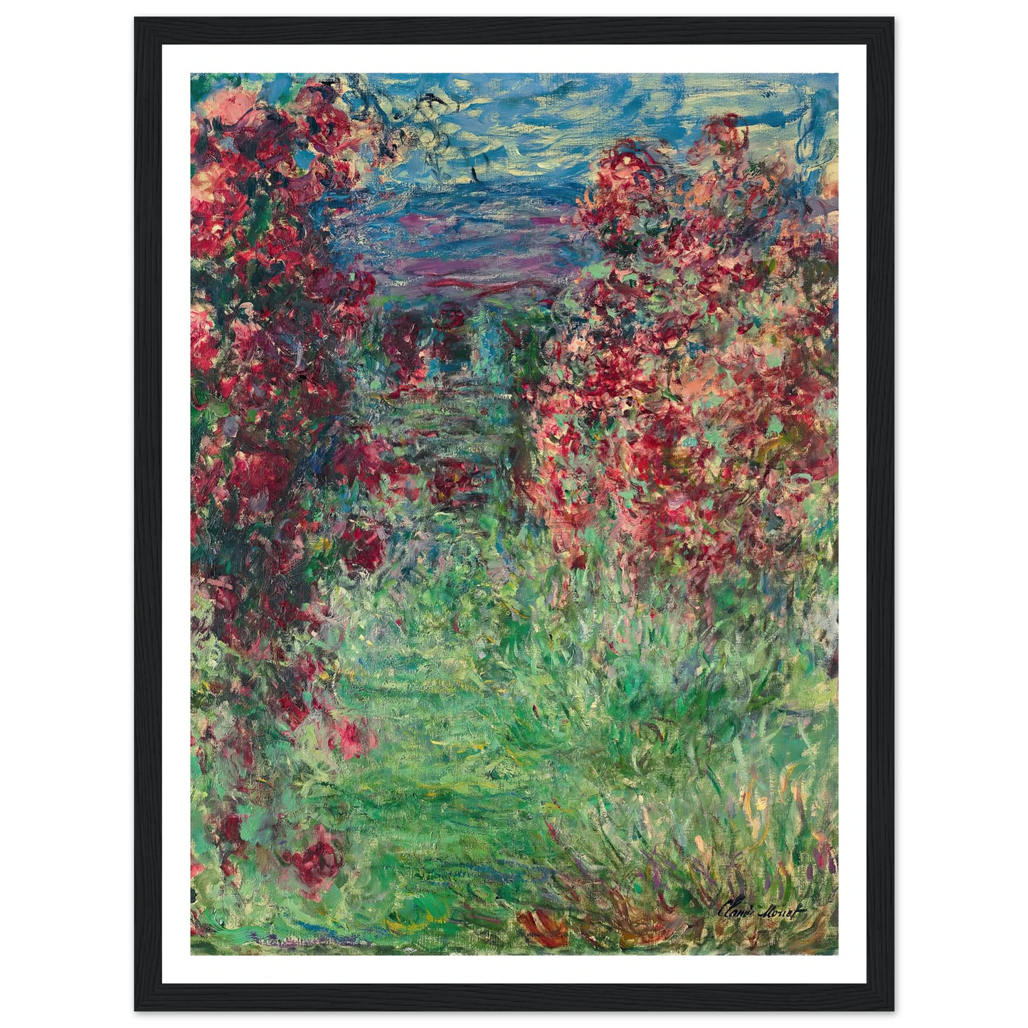 La maison dans les roses (1925) Art Print | Claude Monet - Framed Poster - 30x40 cm / 12x16″ - Black frame