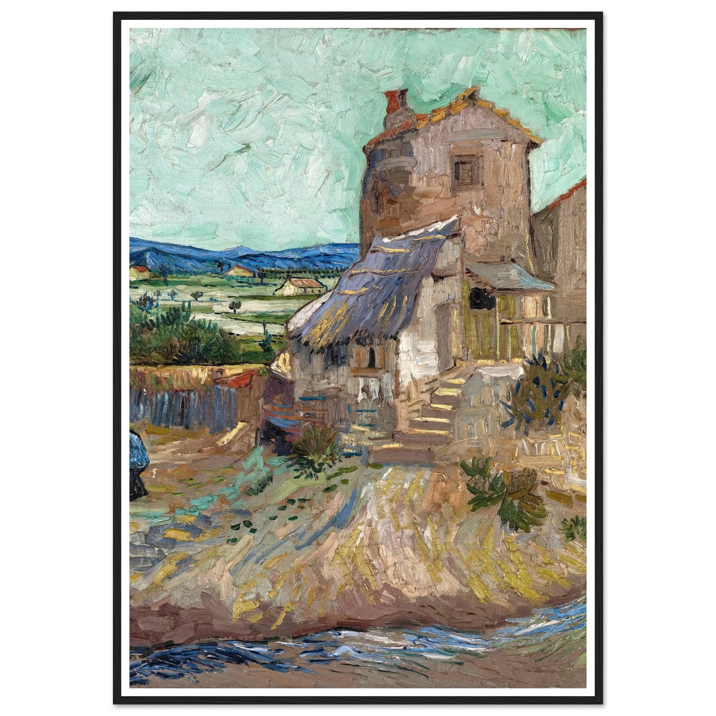 La Maison de la Crau (1888) Art Print | Vincent van Gogh - Framed Poster - 30x40 cm / 12x16″ - Black frame