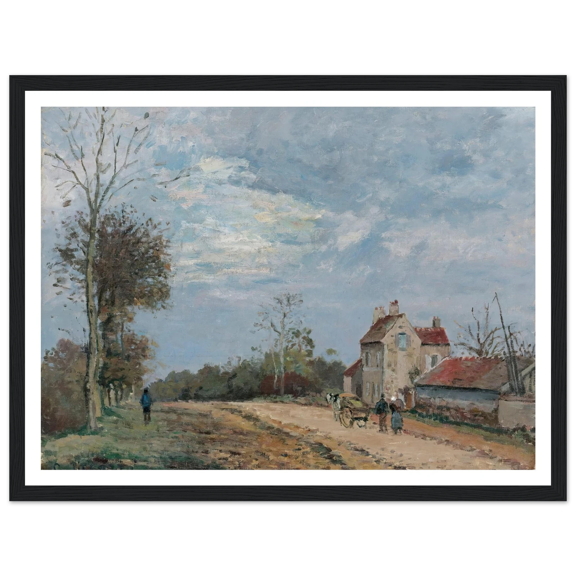 La Maison De Monsieur Musy, Route De Marly, Louveciennes (circa 1872) Art Print | Camille Pissarro - Framed Poster - 30x40 cm / 12x16″ - Black frame