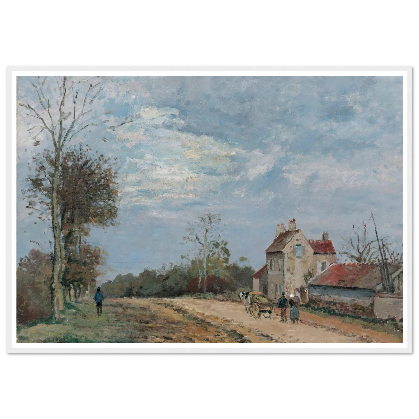 La Maison De Monsieur Musy, Route De Marly, Louveciennes (circa 1872) Art Print | Camille Pissarro - Framed Poster - 30x40 cm / 12x16″ - Black frame