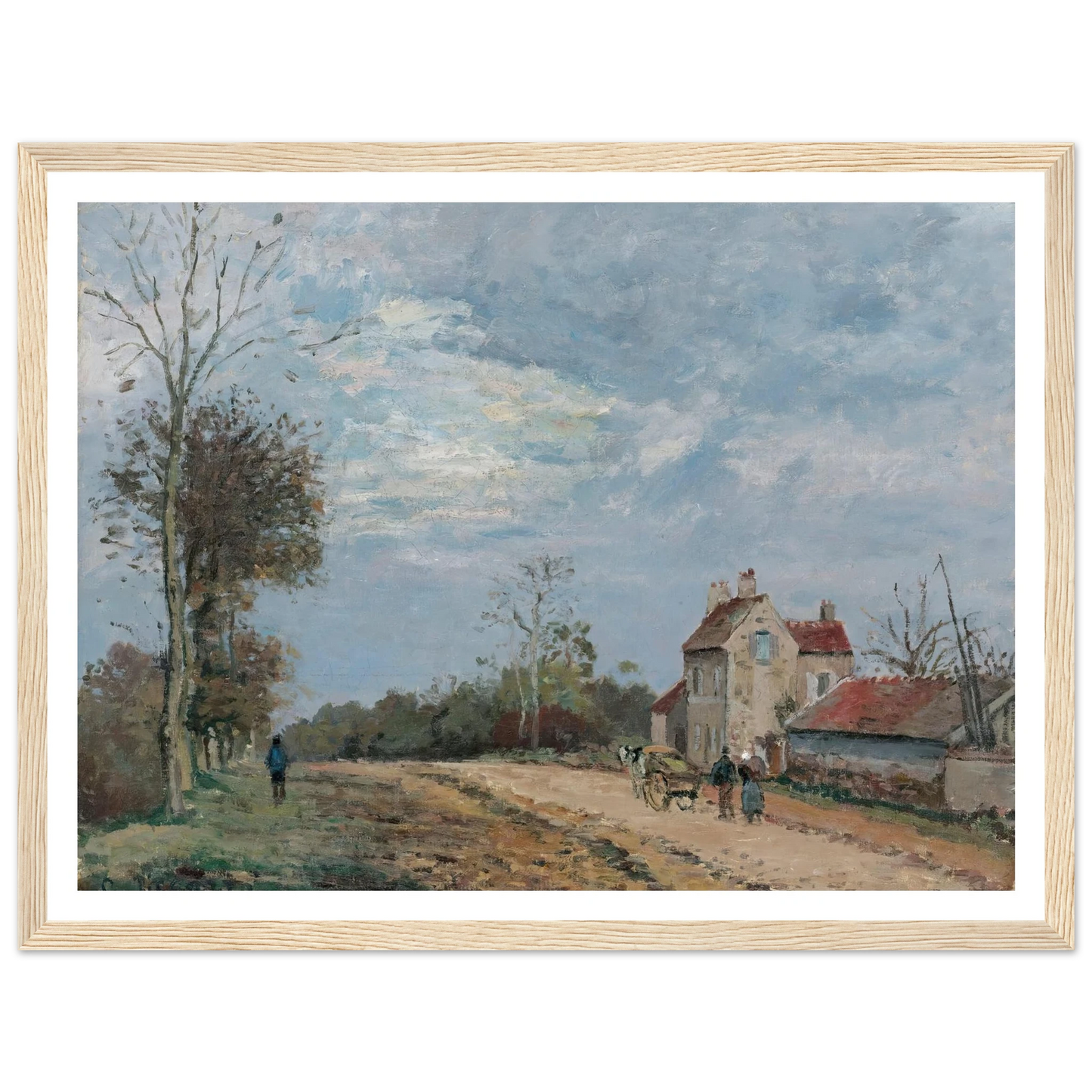 La Maison De Monsieur Musy, Route De Marly, Louveciennes (circa 1872) Art Print | Camille Pissarro - Framed Poster - 30x40 cm / 12x16″ - Black frame